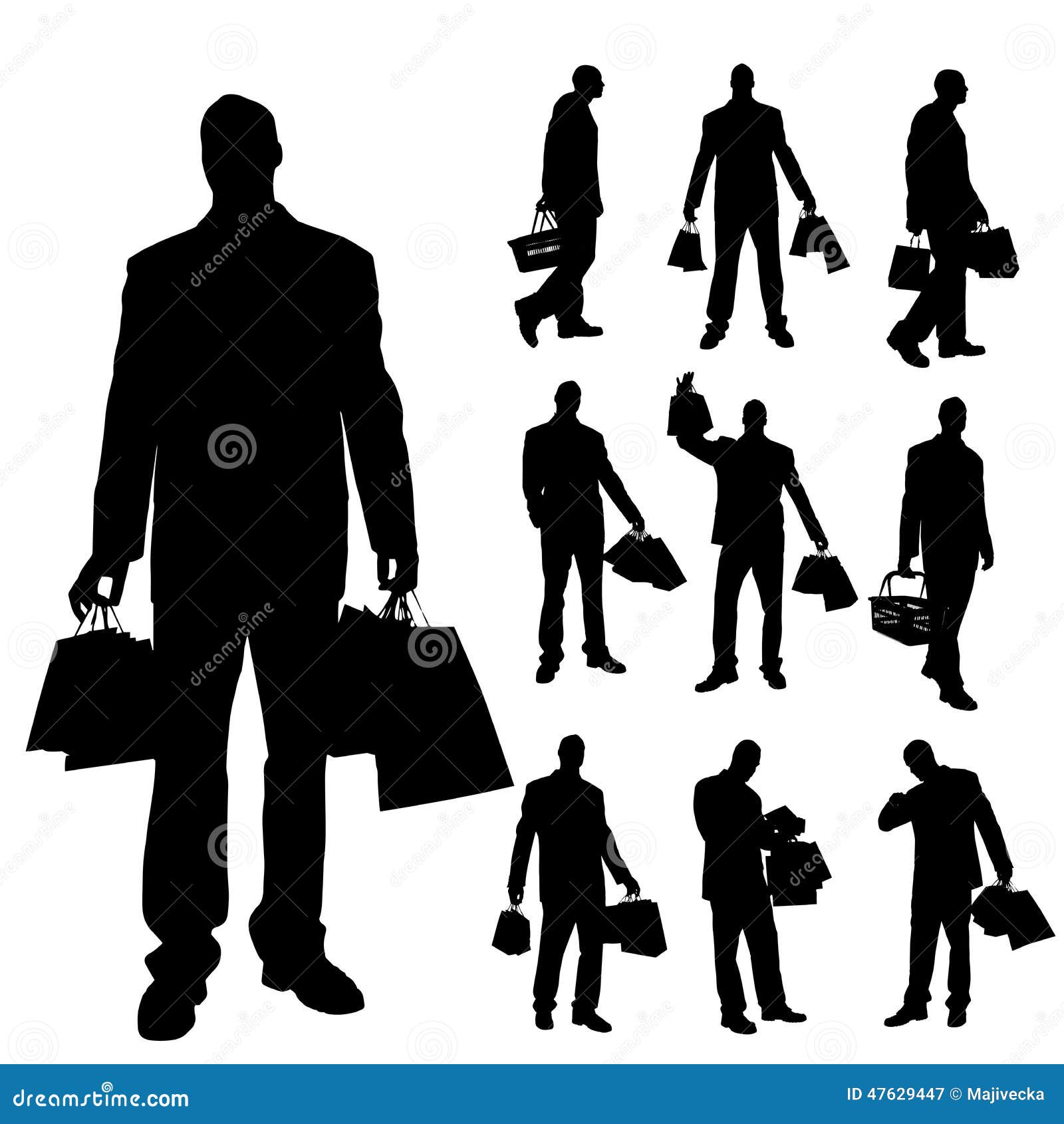 Vector silhouettes of men. stock vector. Illustration of market - 47629447