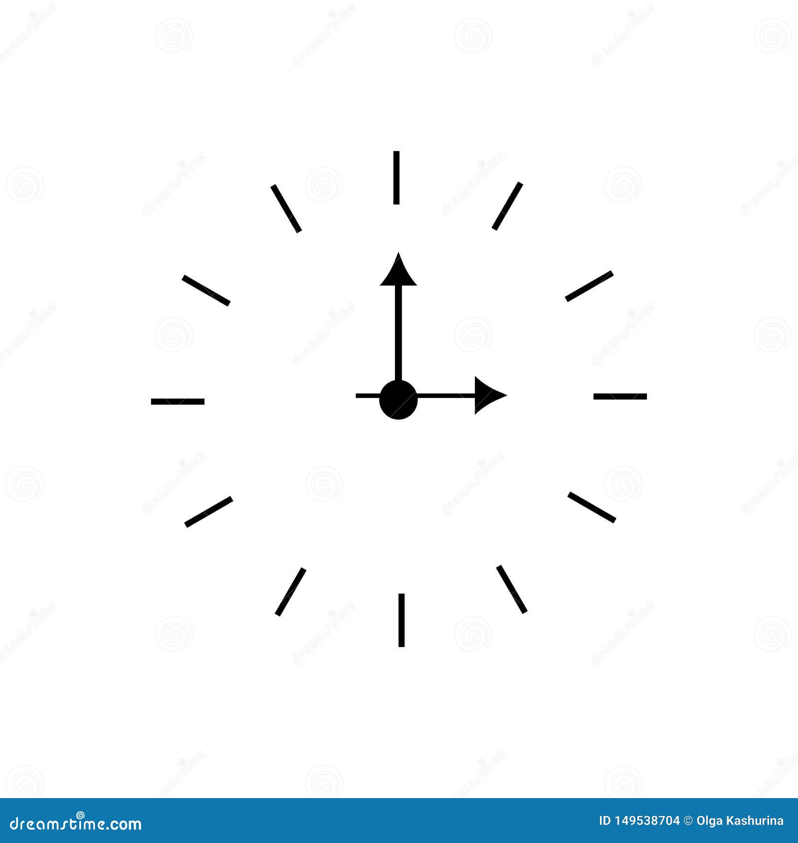 Vector Simple Classic Black and White Round Wall Clock. Vector