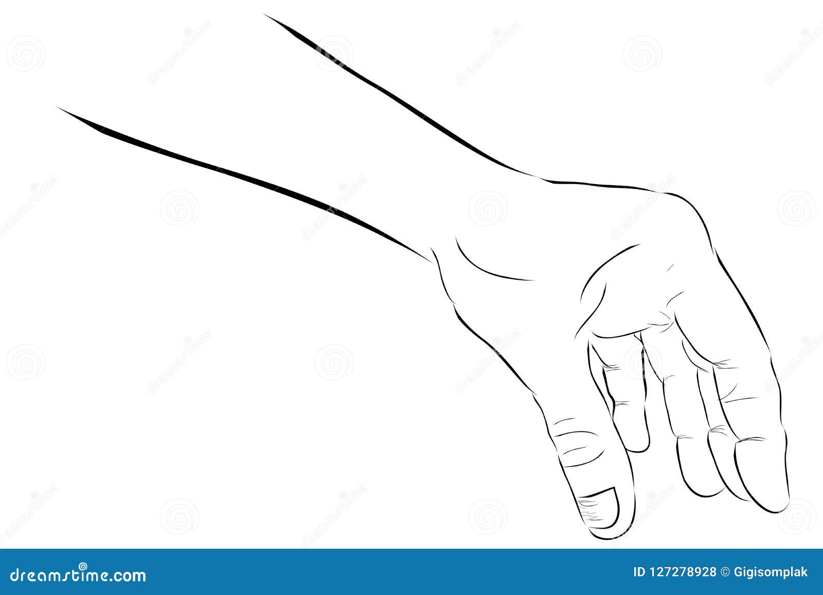 Simple Outline Sketch Man Hand Picking Something Stock Vector
