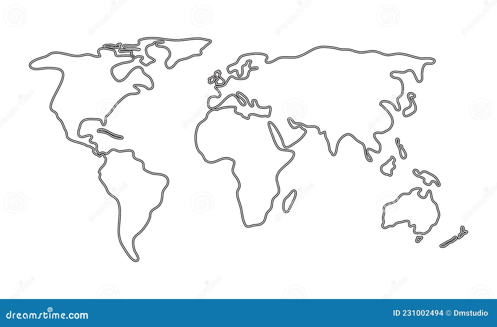 Vector Simple Thin Line Drawing of World Map Stock Vector ...