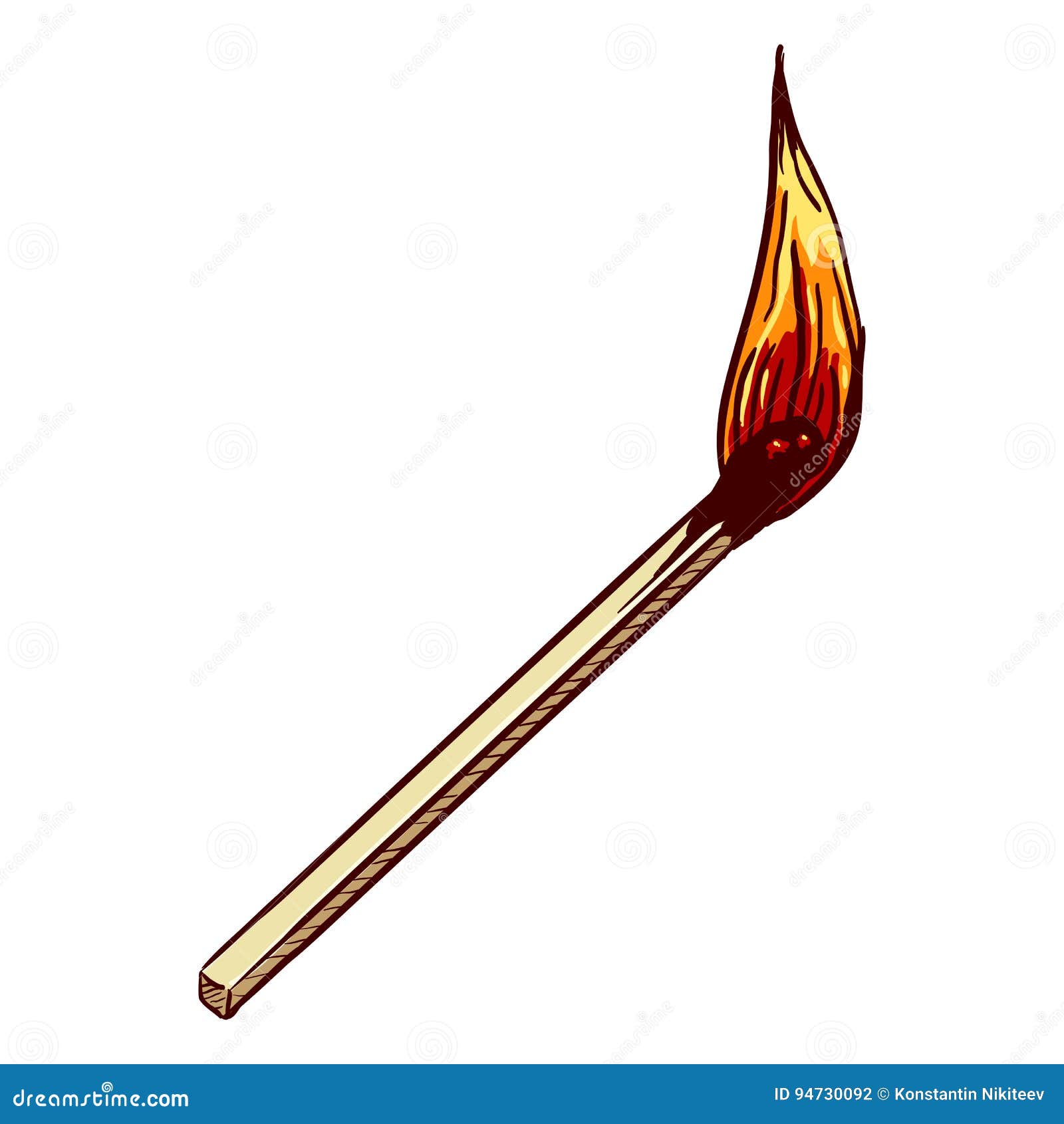 Vector Single Cartoon Burning Matchstick Stock Vector Illustration of
