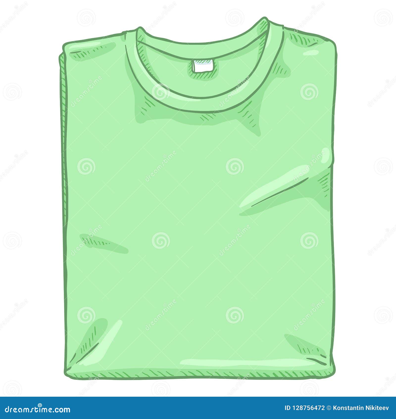 Vector Single Cartoon Illustration - Folded Light Green T-shirt Stock ...