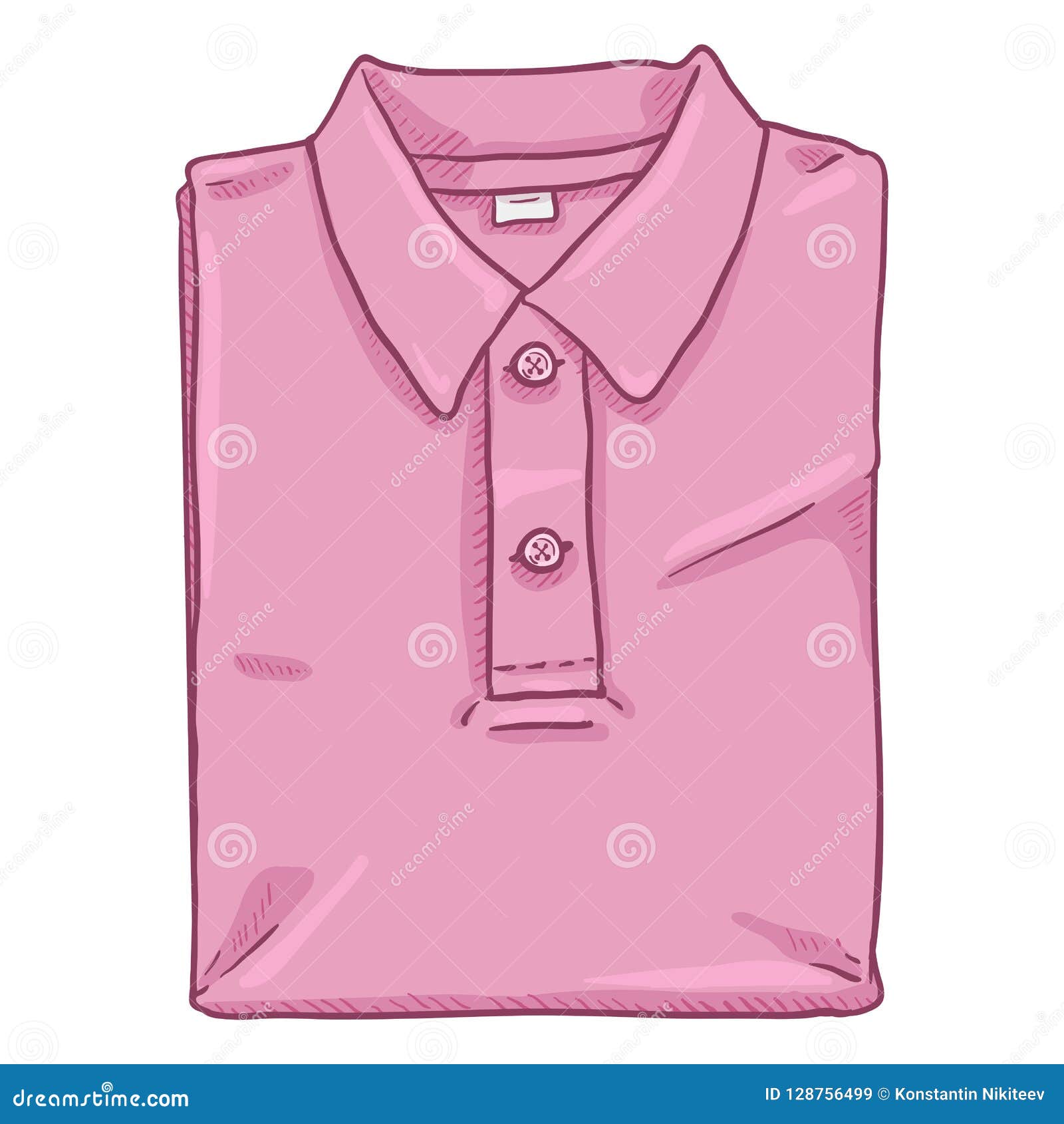 Vector Single Cartoon Illustration - Folded Pink Polo Shirt Stock ...