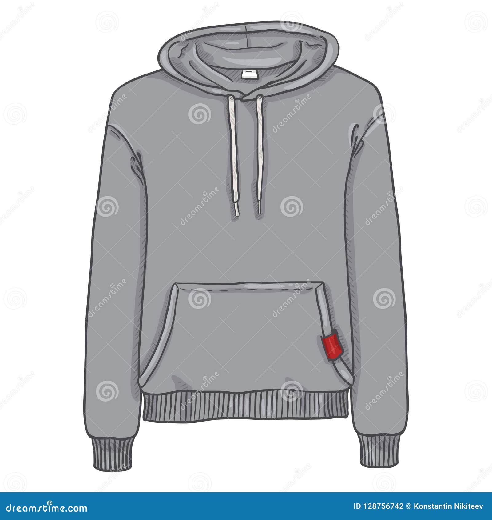 Vector Single Cartoon Illustration - Light Gray Hoodie Sweatshirt Stock ...