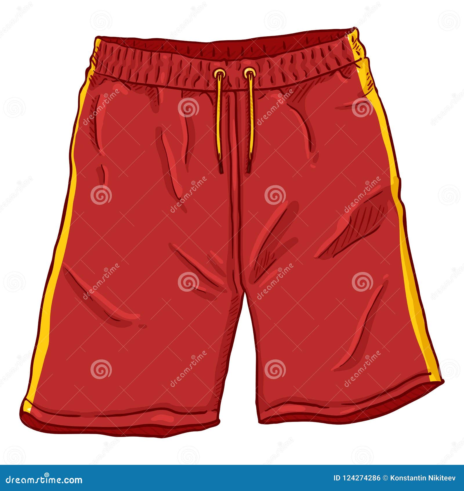 Vector Single Cartoon Illustration - Red Basketball Shorts with Yellow ...