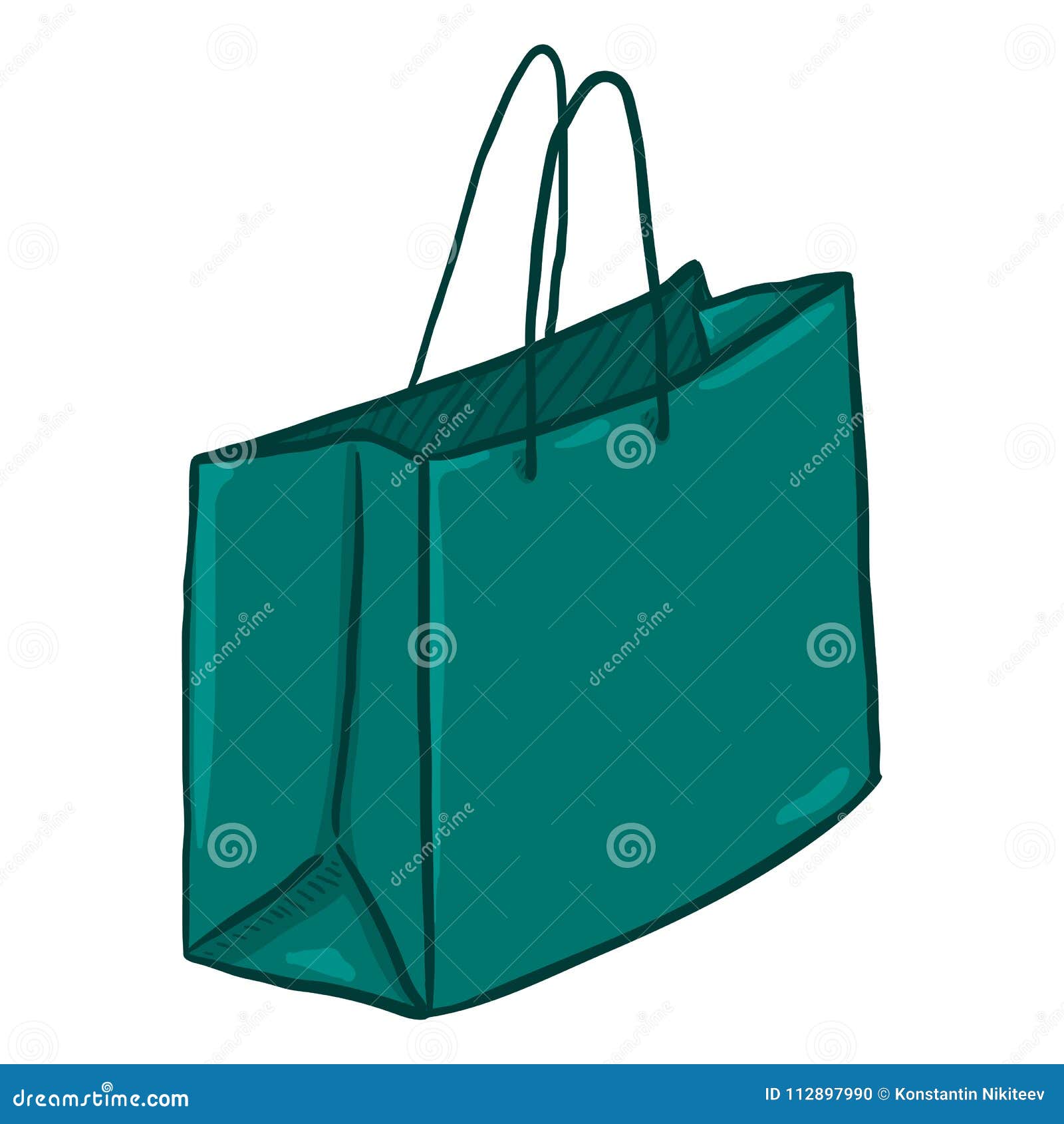 Vector Single Cartoon Plastic Shopping Bag on Isolated White Background