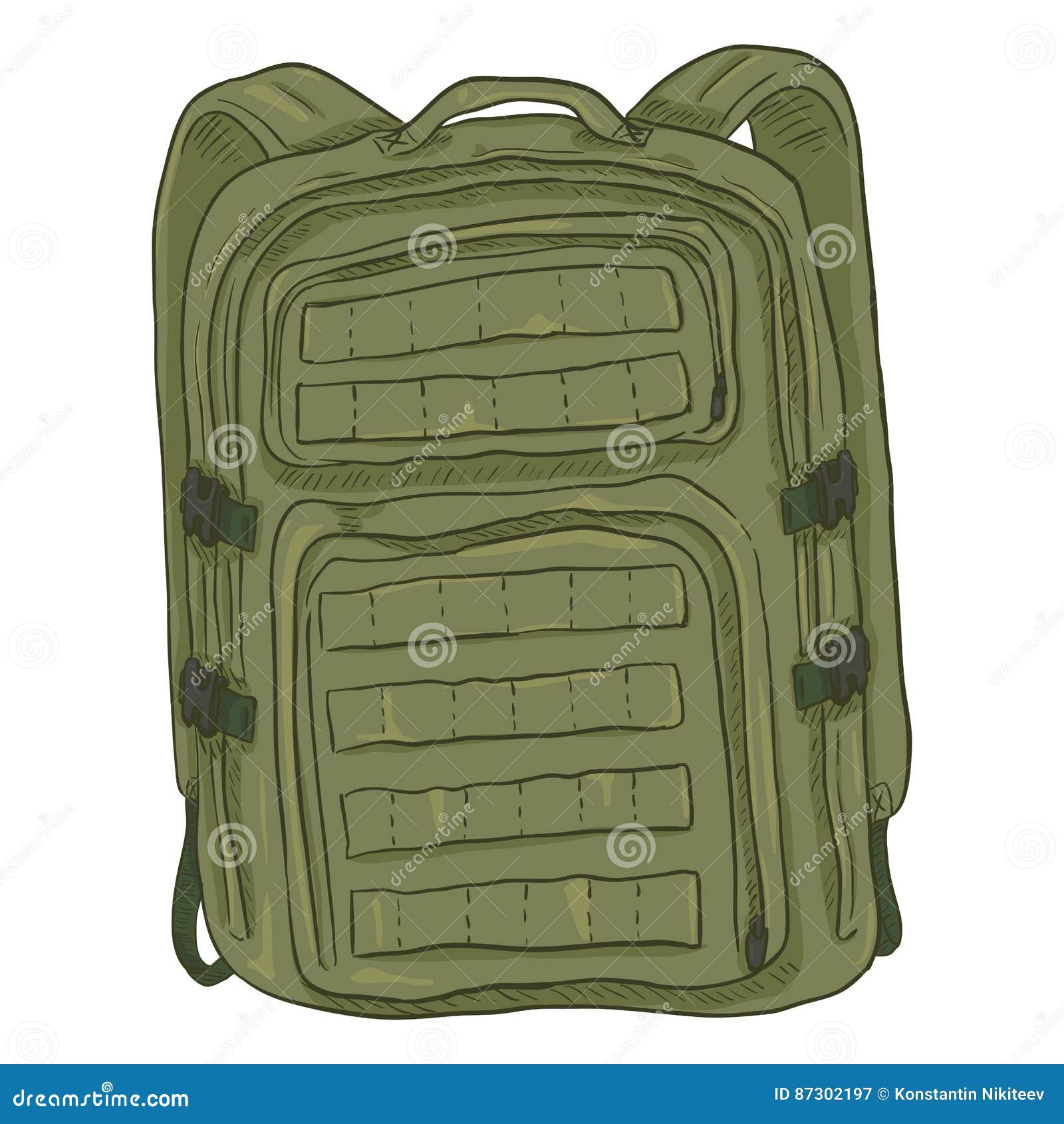 Vector Single Cartoon Tactical Army Backpack Stock Vector
