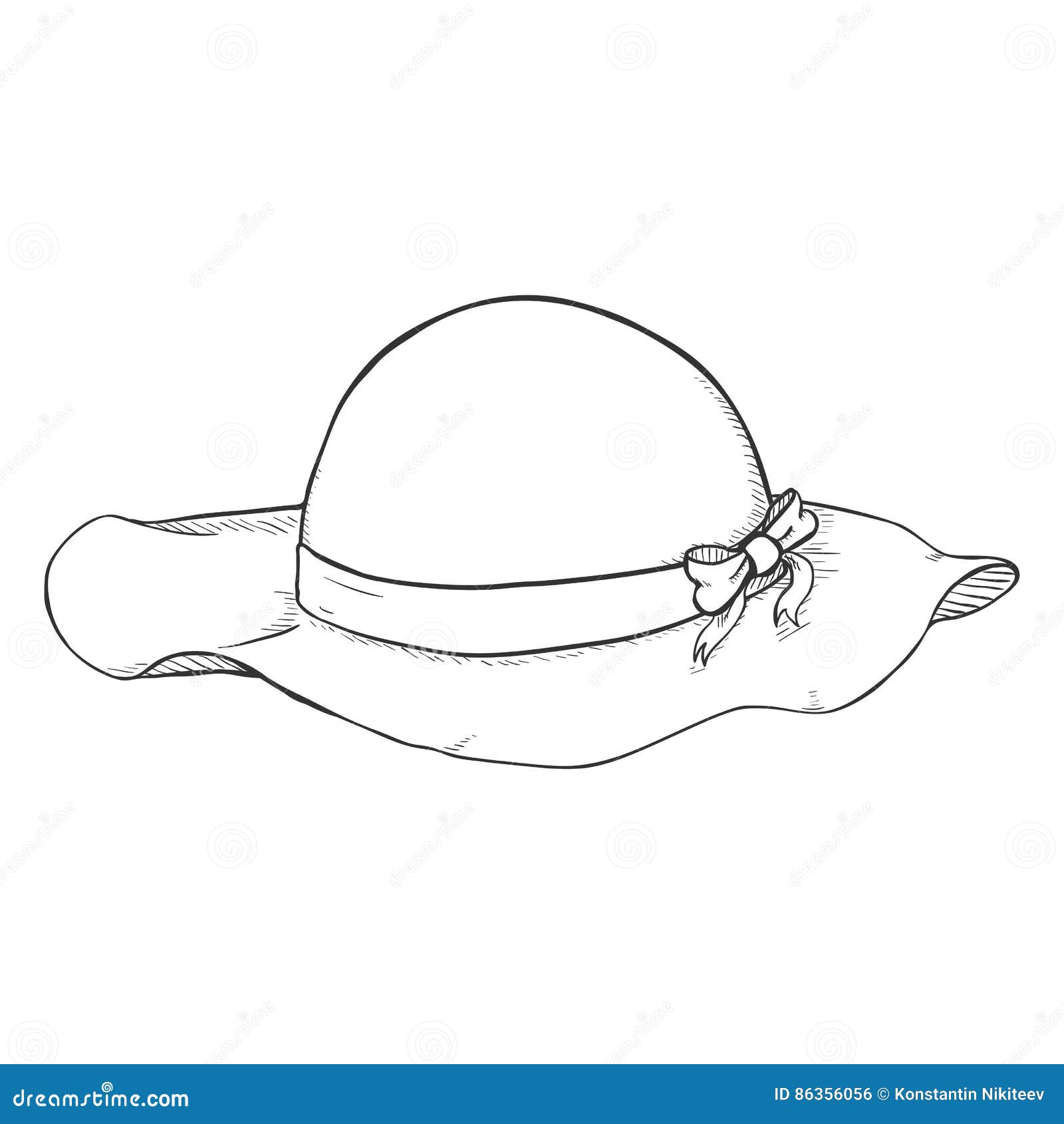 Vector Single Sketch Elegance Women Hat Stock Vector - Illustration of ...