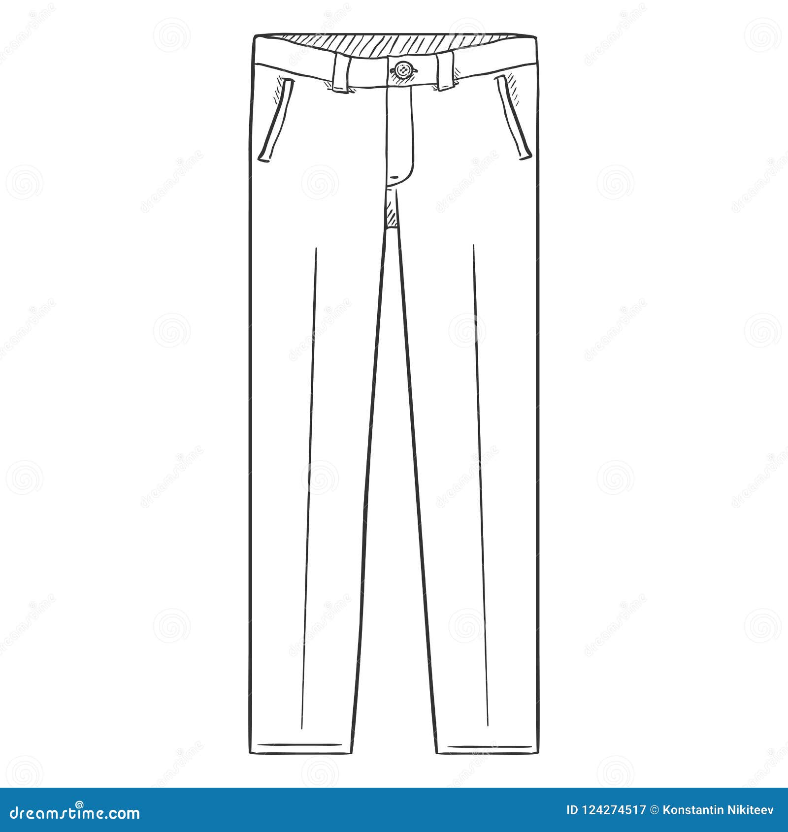 Vector Sketch Illustration - Classic Mens Trousers on White Background ...