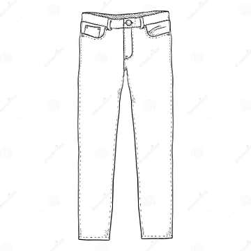 Vector Sketch Illustration - Denim Jeans on White Background Stock ...