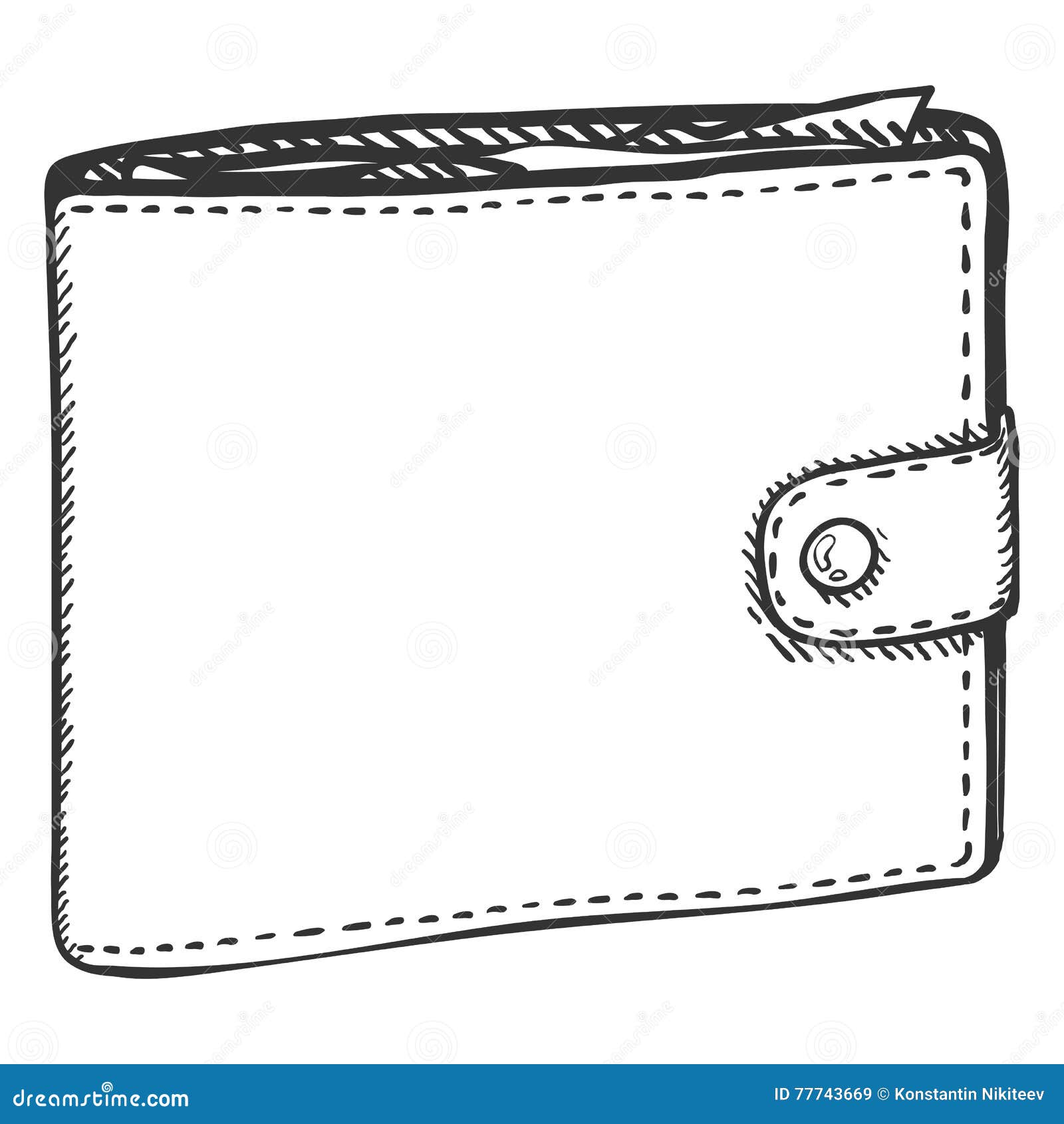 Vector Single Sketch Leather Wallet Stock Vector - Illustration of ...