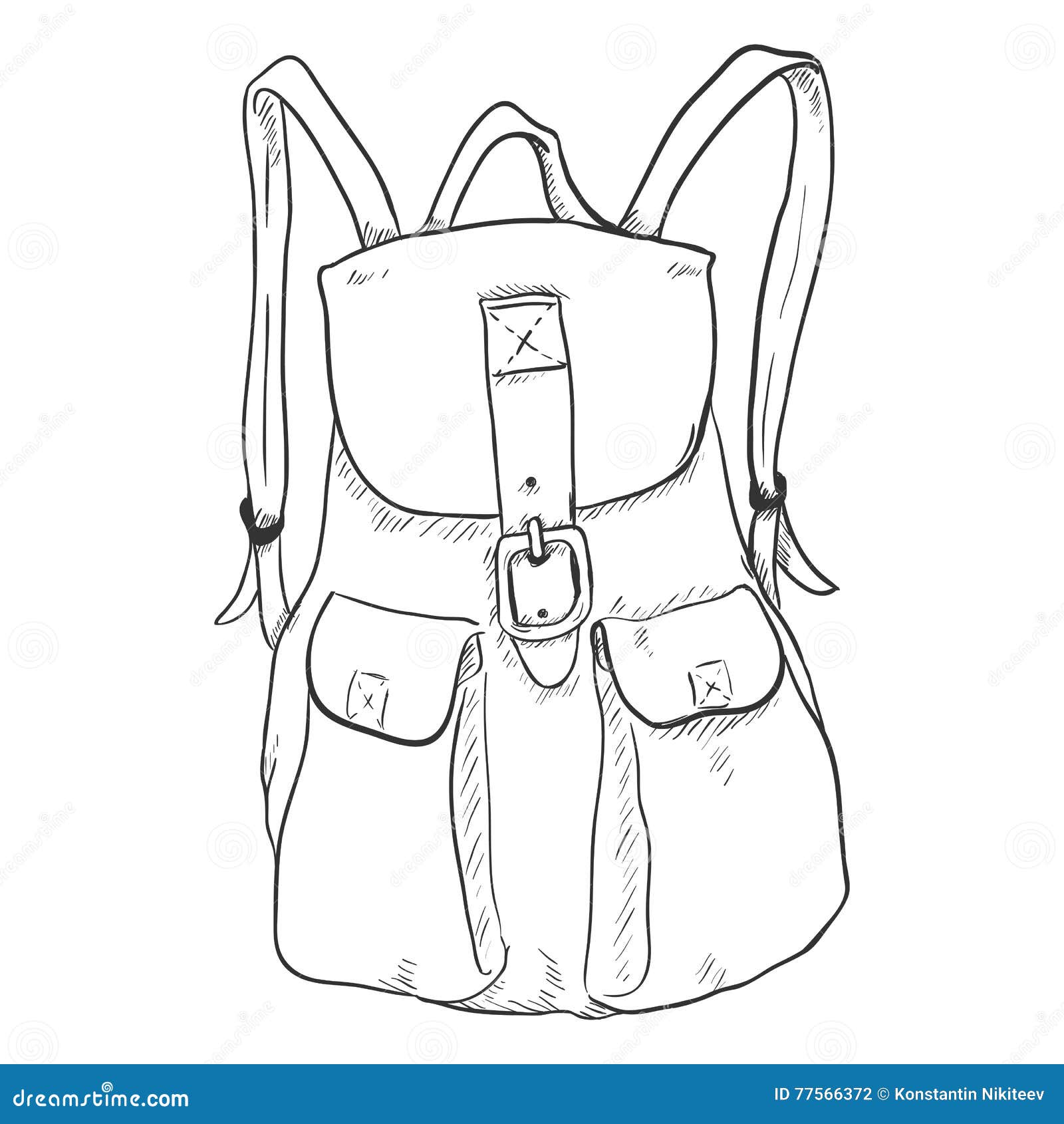 Vector Single Sketch Women Fashion Backpack. Stock Vector ...
