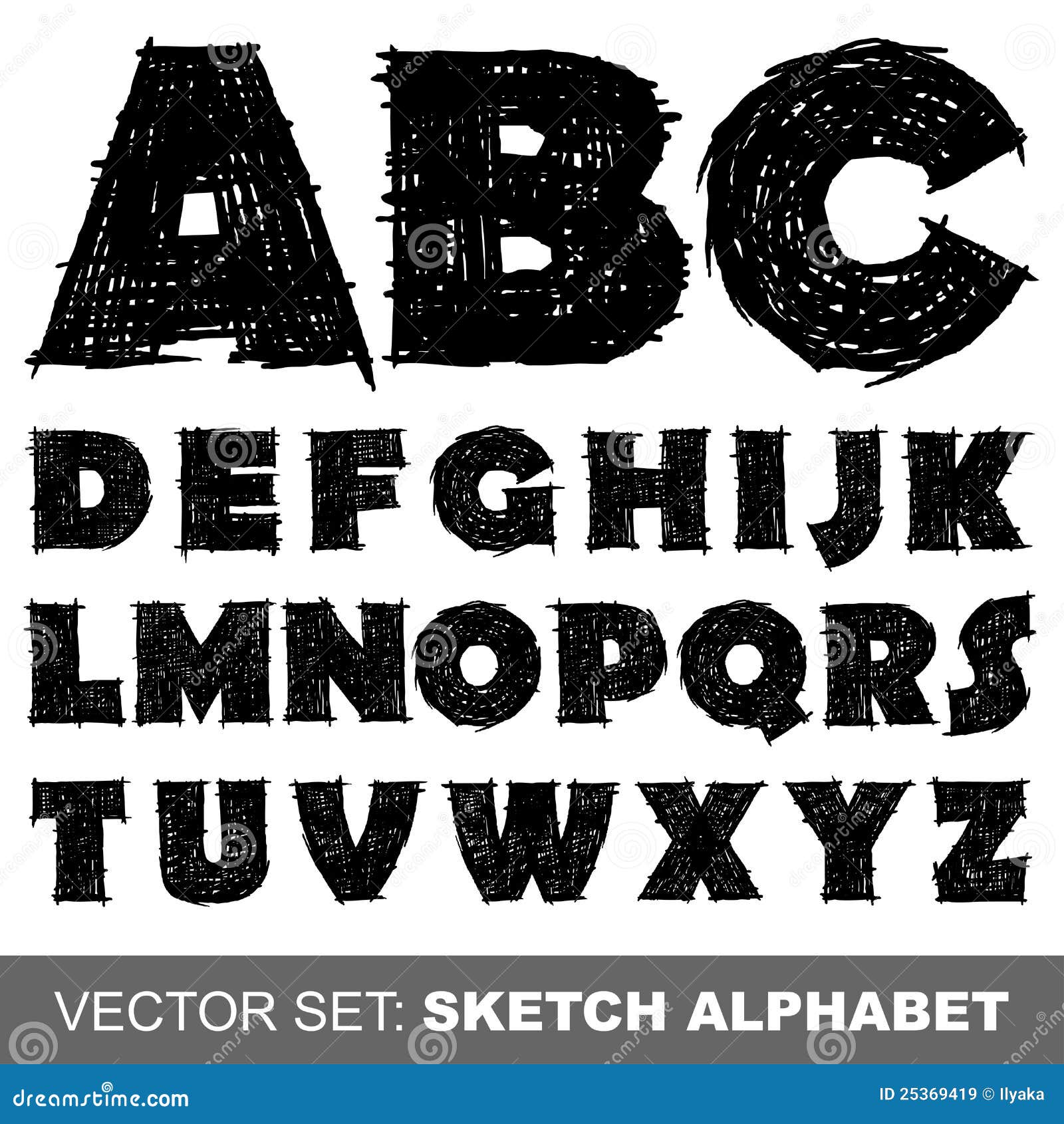 Vector Sketch Alphabet stock vector. Illustration of extra - 25369419