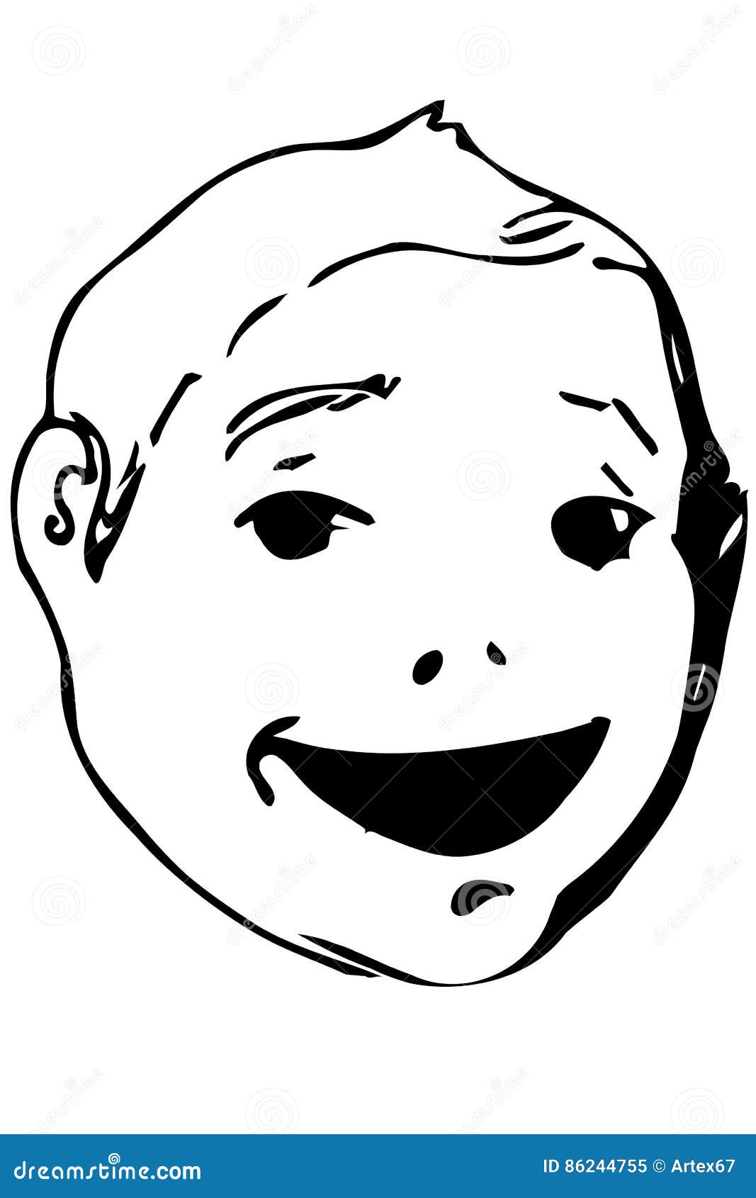 Vector Sketch of a Beautiful Face of a Smiling Child Stock Vector ...
