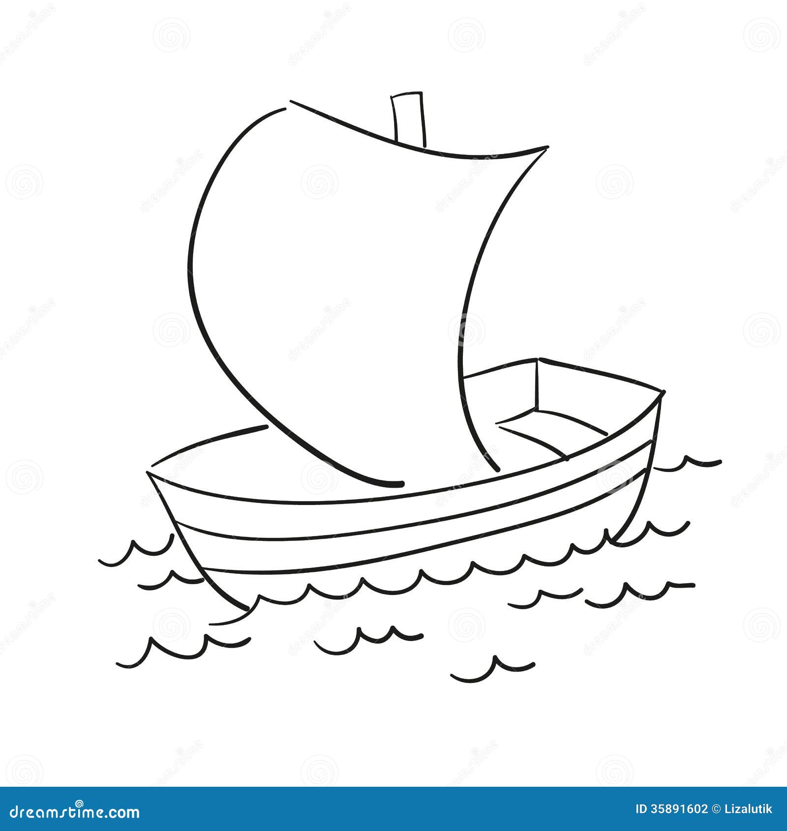 Vector sketch of the boat stock vector. Illustration of ...