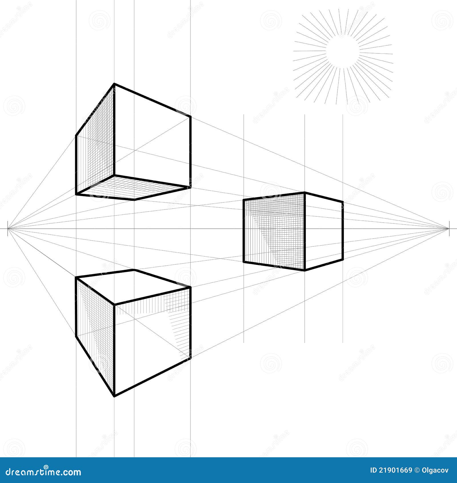  sketch of a cube in perspective