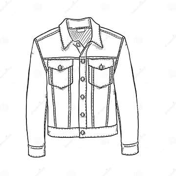 Vector Sketch Denim Jacket stock vector. Illustration of cotton - 172264222