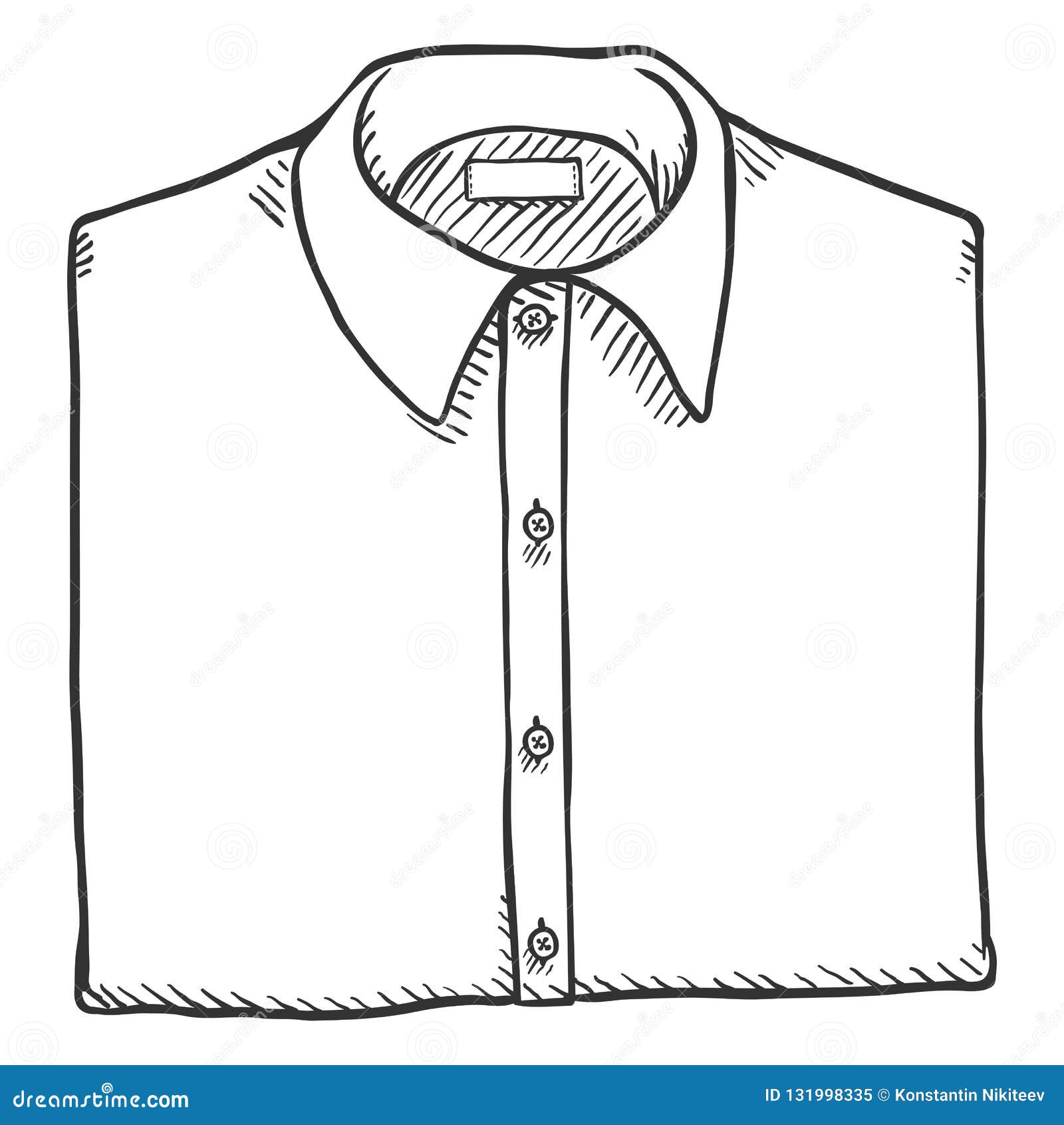 Vector Sketch Folded Classic Men Shirt Stock Vector - Illustration of ...