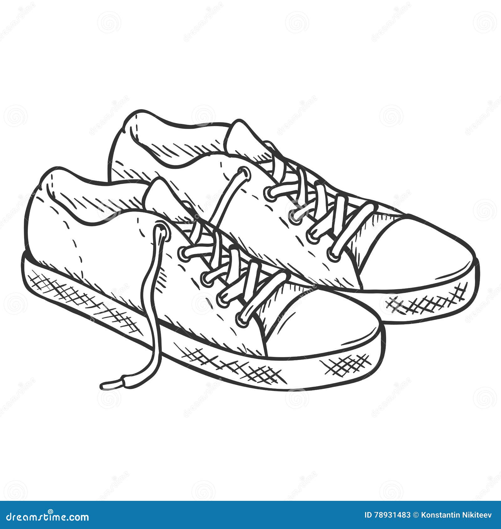 Vector Sketch Illustration Pair Of Casual Gumshoes Stock Vector Illustration Of Sign Pair 78931483 This tutorial will show you how to draw high heels, tennis shoes, sandals, and men's shoes. dreamstime com