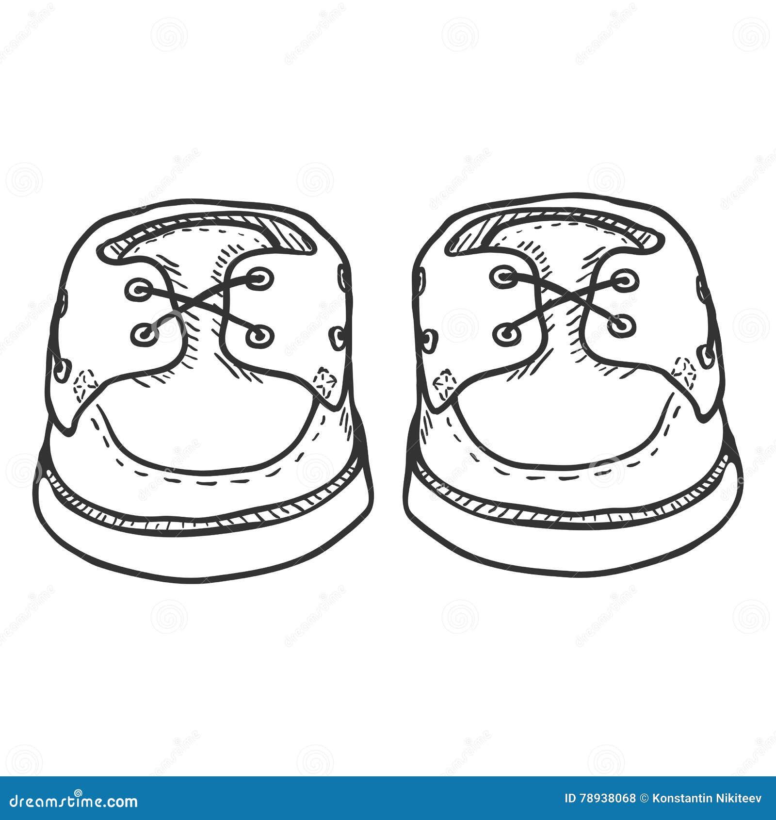 Vector Sketch Illustration - Pair of Topsider Men Shoes. Front View Stock  Vector - Illustration of cartoon, background: 78938068