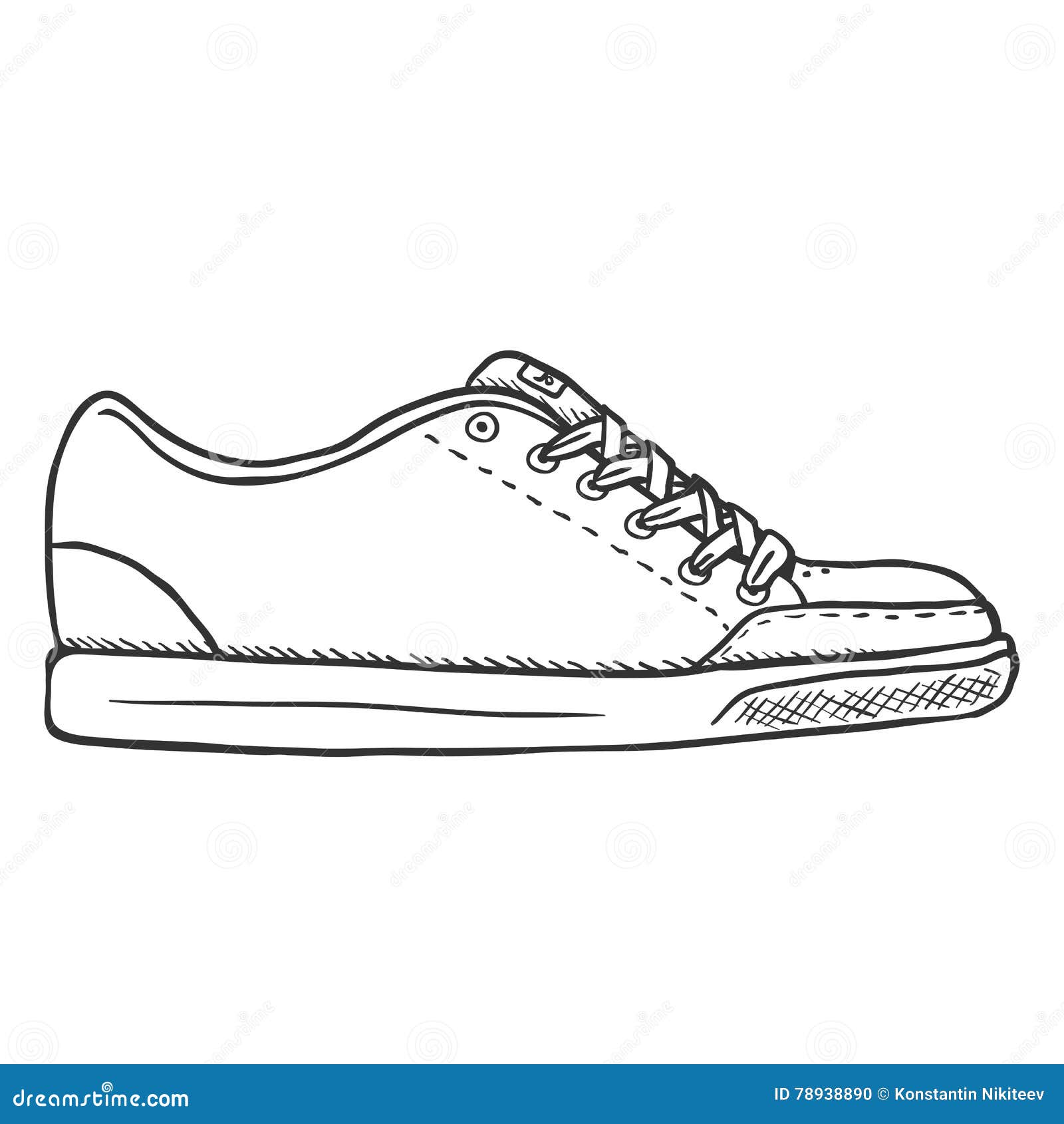 Vector Sketch Illustration - Single Side View Skaters Shoes Stock ...