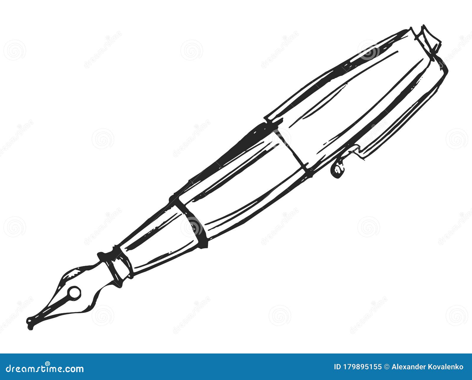 Vector Sketch of Ink Fountain Pen Stock Illustration - Illustration of ...