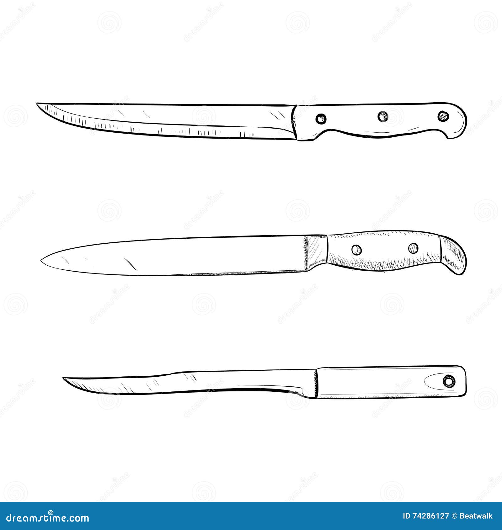 Vector Sketch of Kitchen Knives Stock Illustration Illustration of
