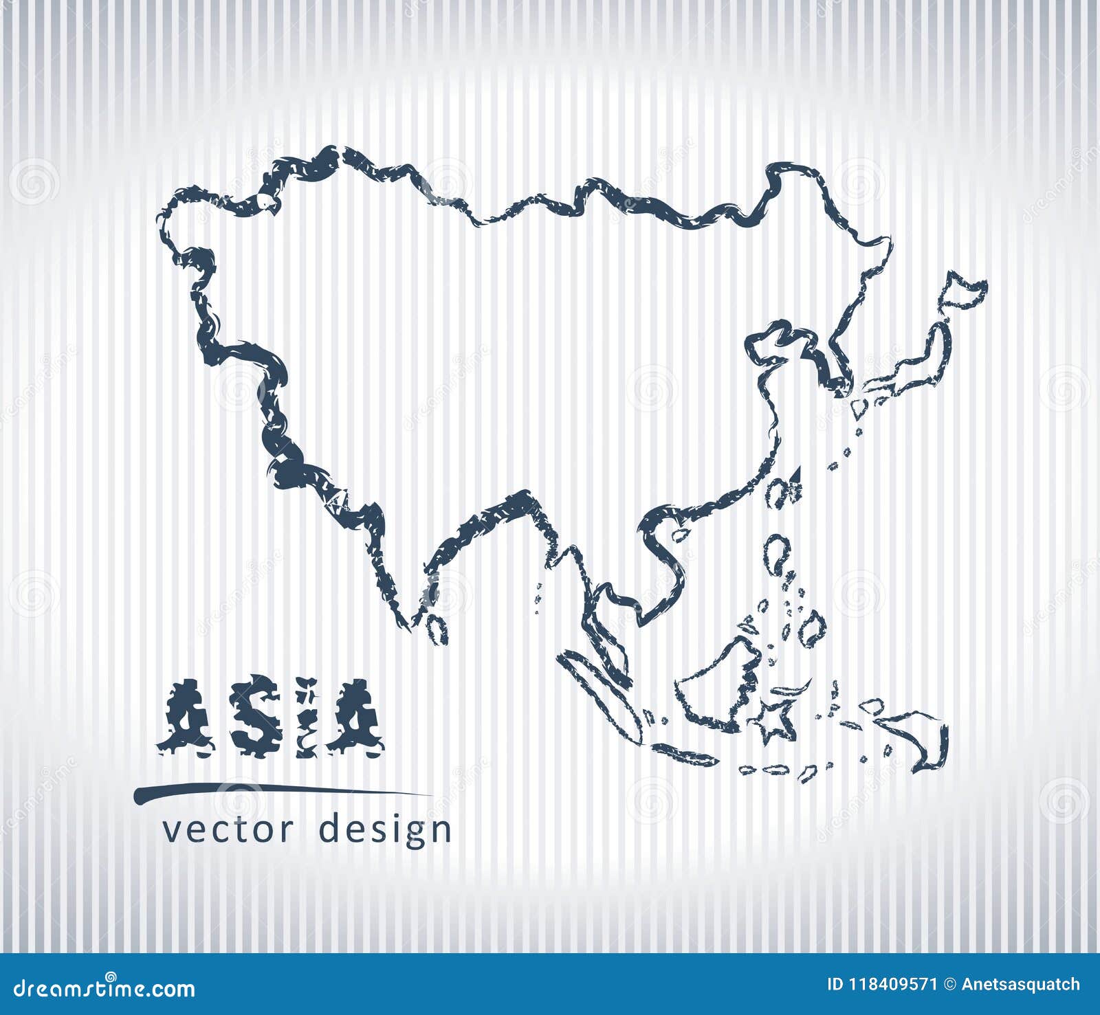 Hand drawn Asia map sketchvector illustration  Stock vector  Colourbox