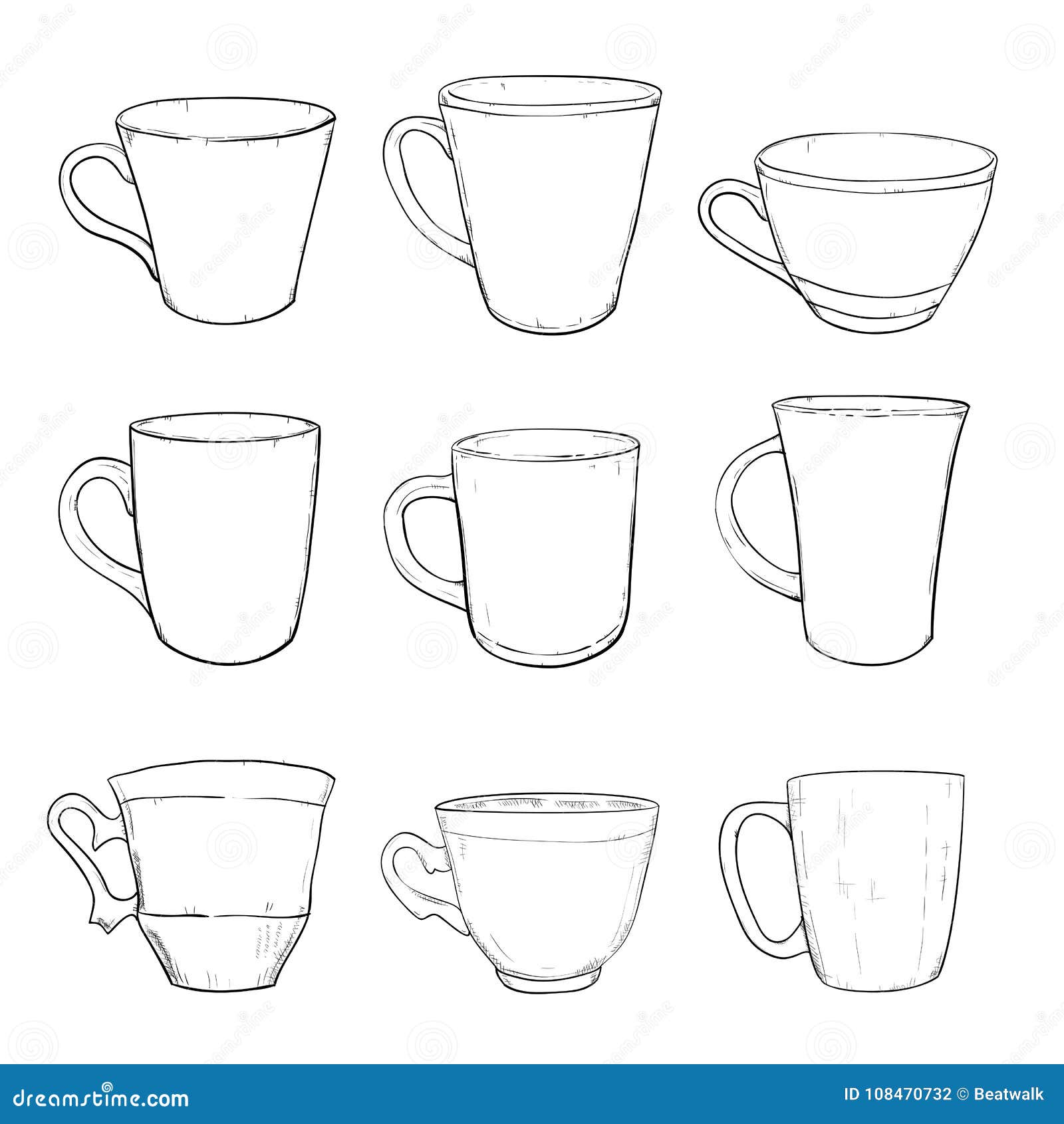 Vector Sketch Set Of Cups Stock Vector Illustration Of Outline 108470732 vector-sketch-set-of-cups-stock-vector-illustration-of-outline-108470732