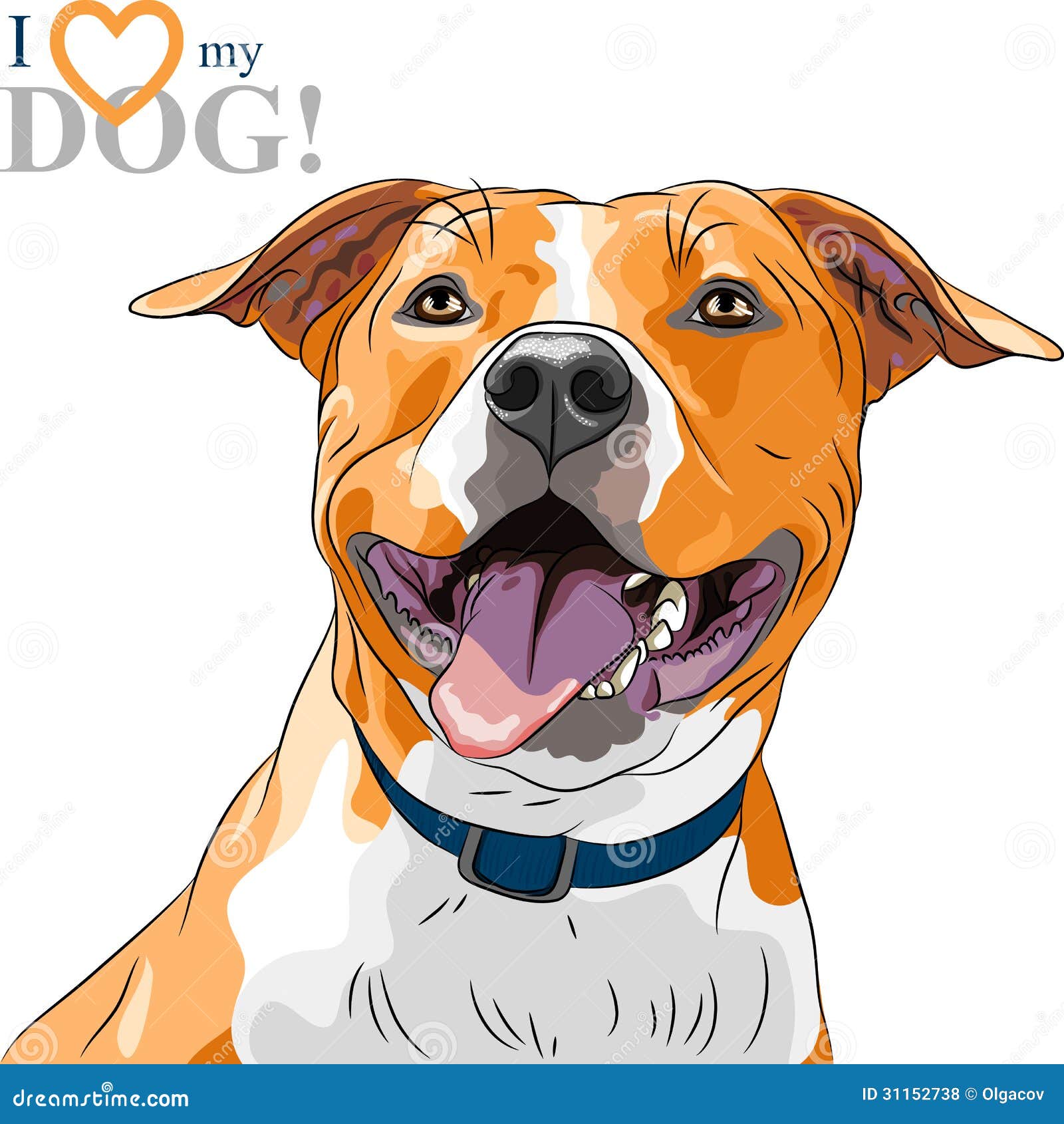 American Staffordshire Terrier Dog Movement. Vector Outline Stock