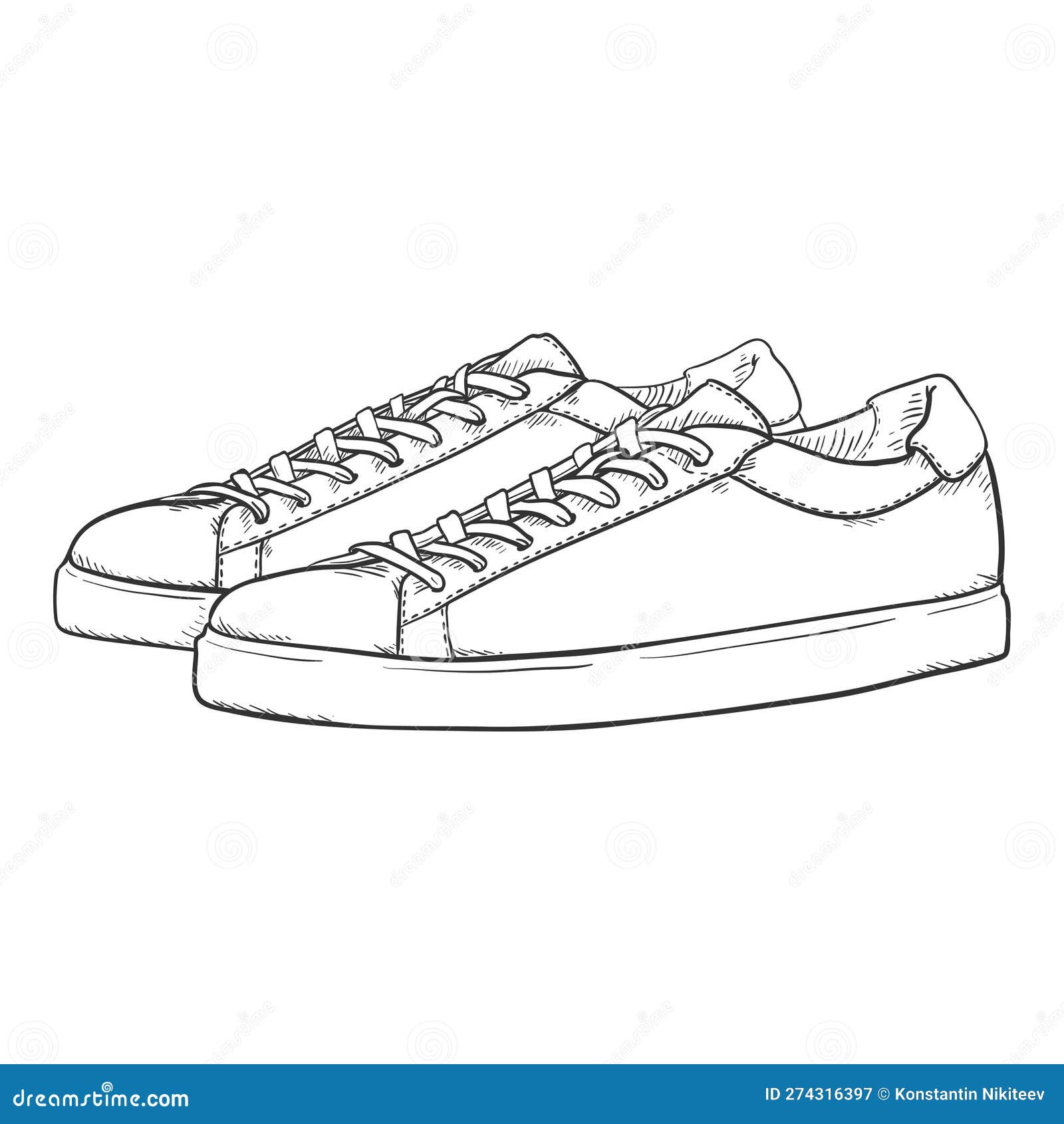 Vector Sketch Sneakers. Smart Casual Shoes Illustration Stock Vector ...