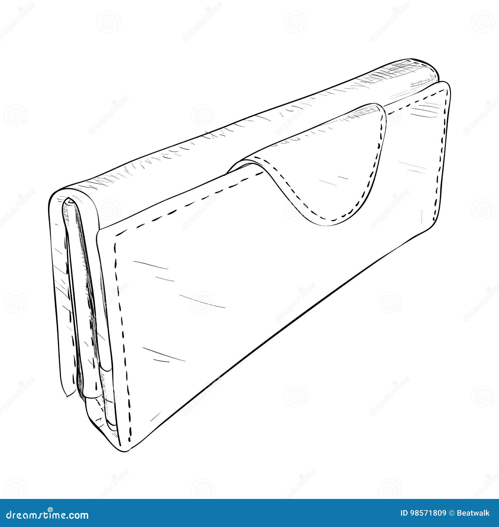Vector sketch of wallet. stock vector. Illustration of dollar - 98571809
