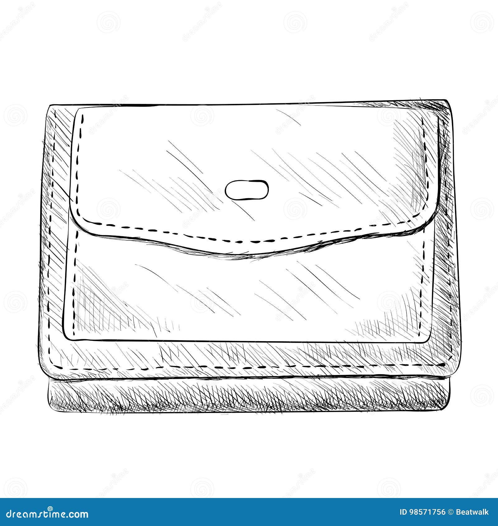 Vector sketch of wallet stock vector. Illustration of hand - 98571756