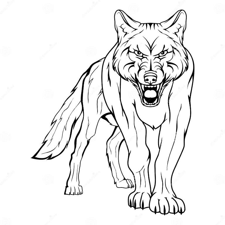 Vector sketch of a wolf. stock vector. Illustration of beast - 96604237