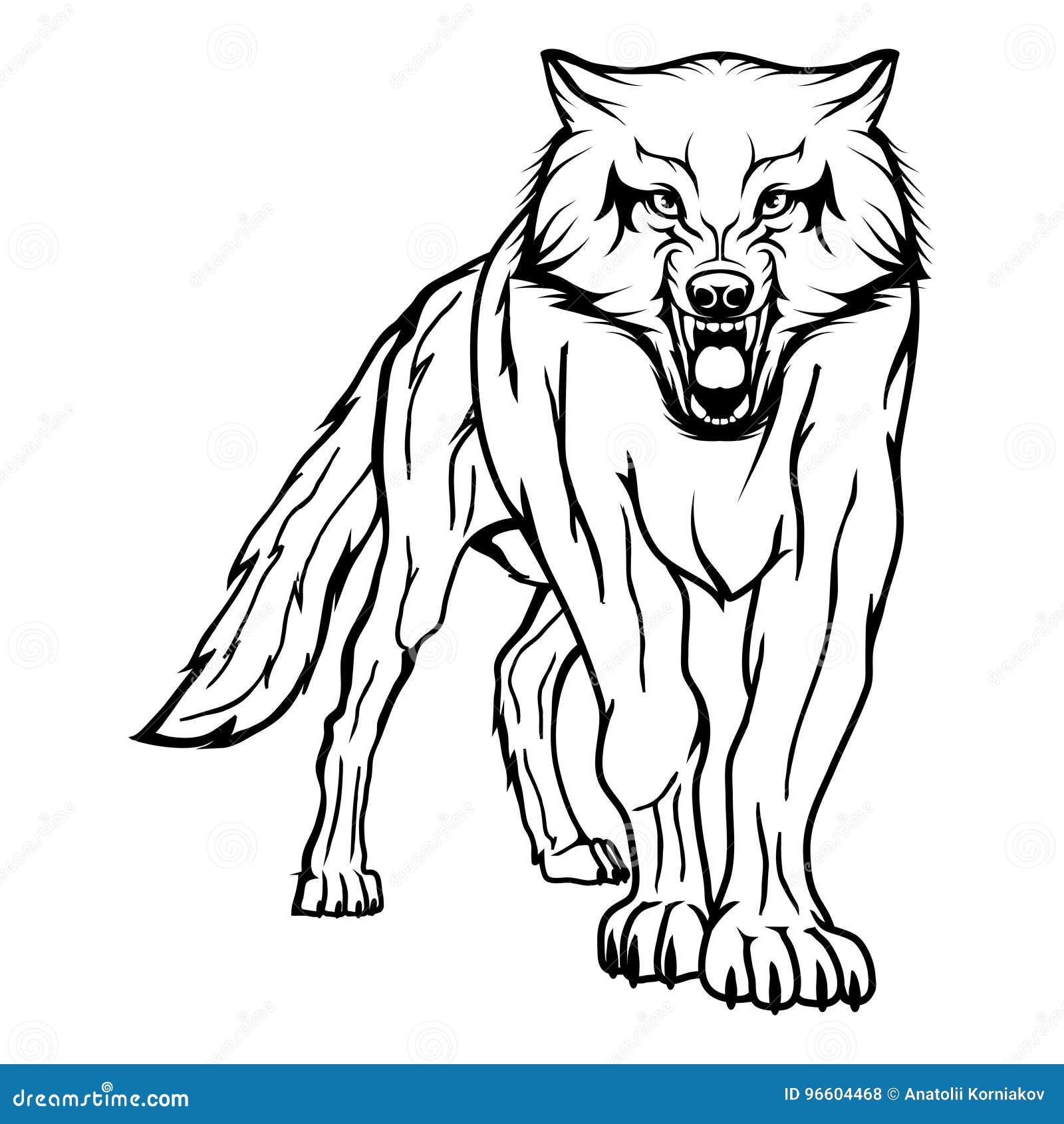 Vector sketch of a wolf. stock vector. Illustration of business - 96604468