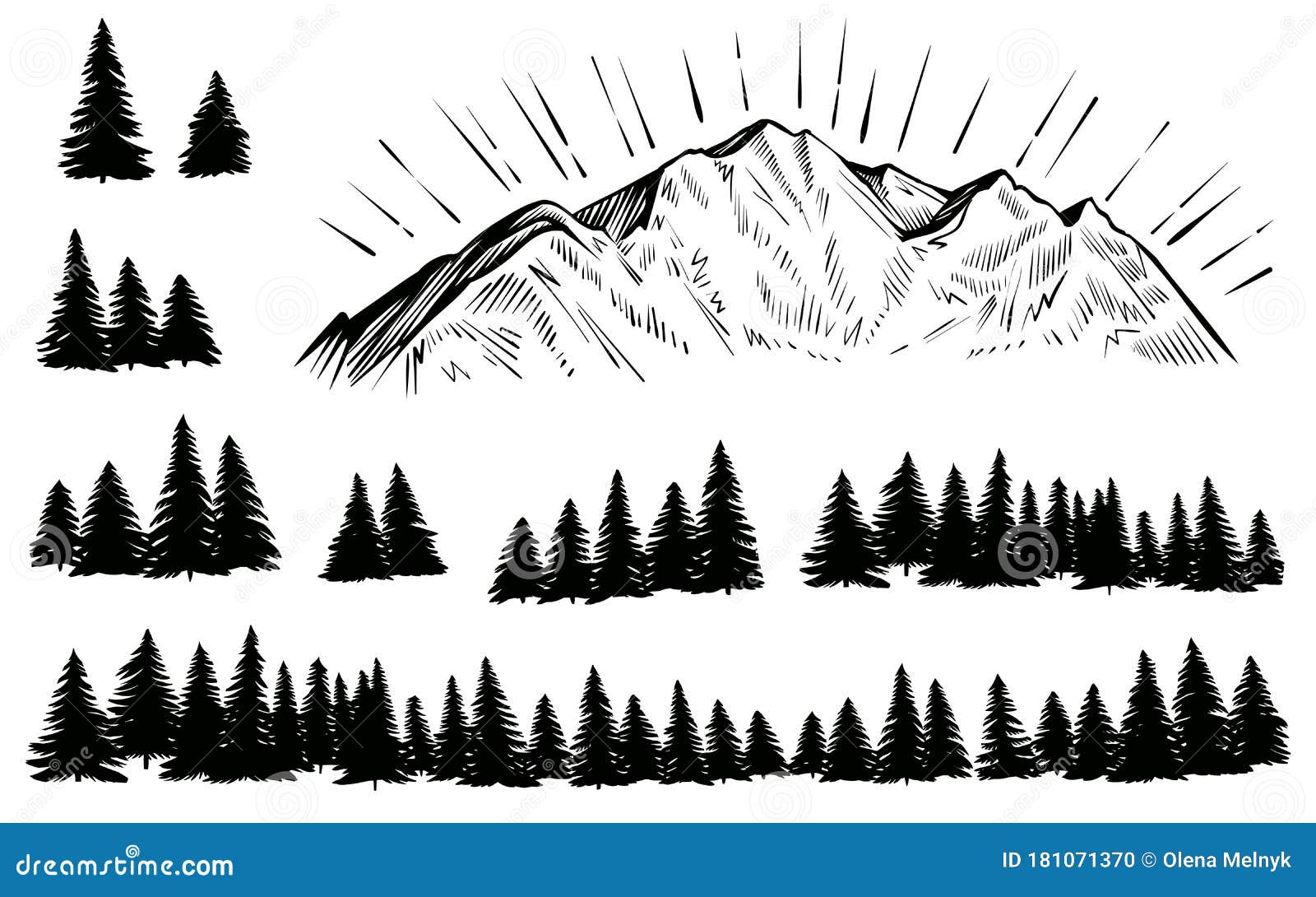 Mountain Landscape Sketch Black White Dashed Style Sketch Line Art Stock  Vector by ©luisvv 268868442