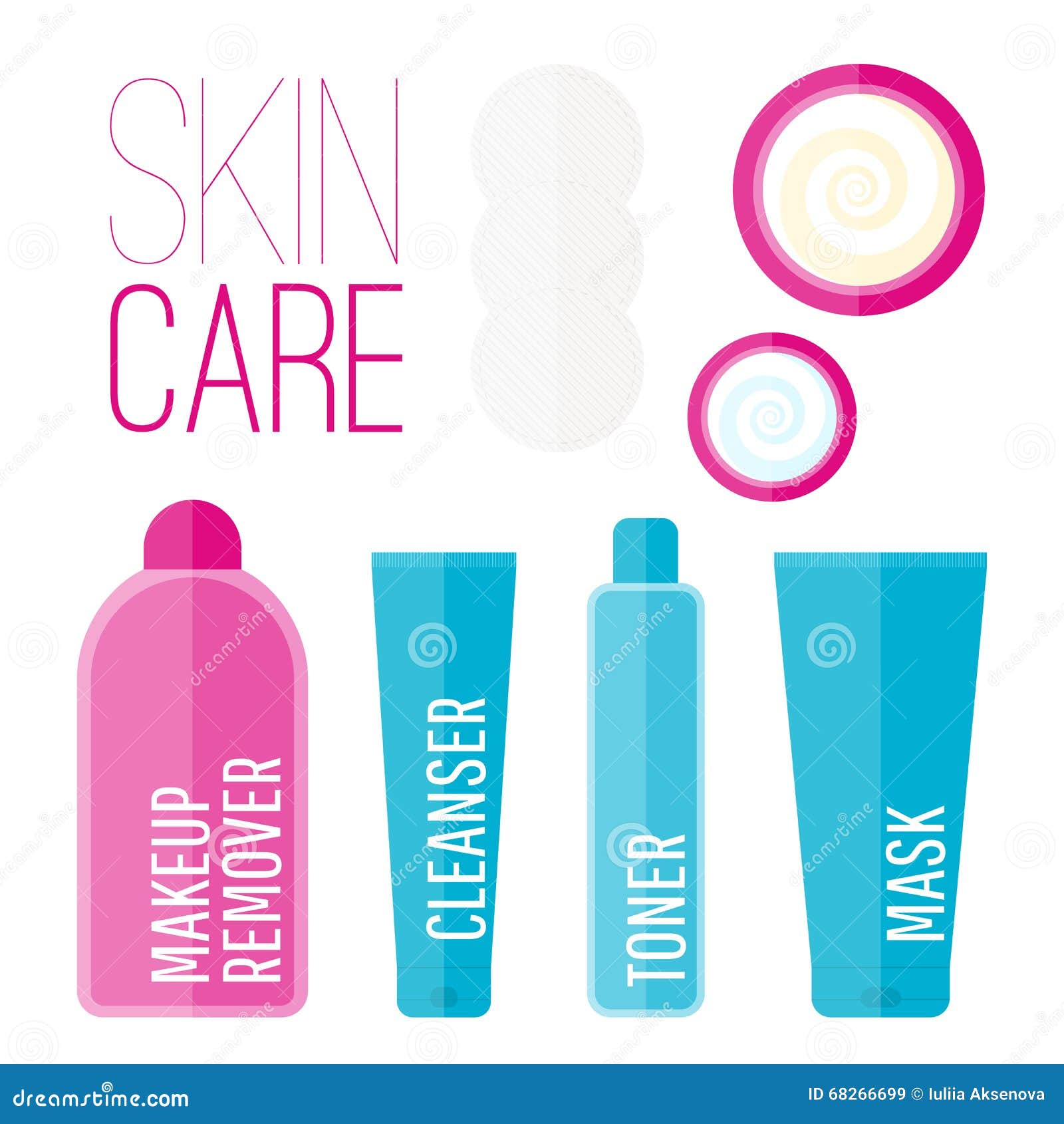 Cosmetic Blue Skincare Cleansing Set Ads Stock Vector (Royalty