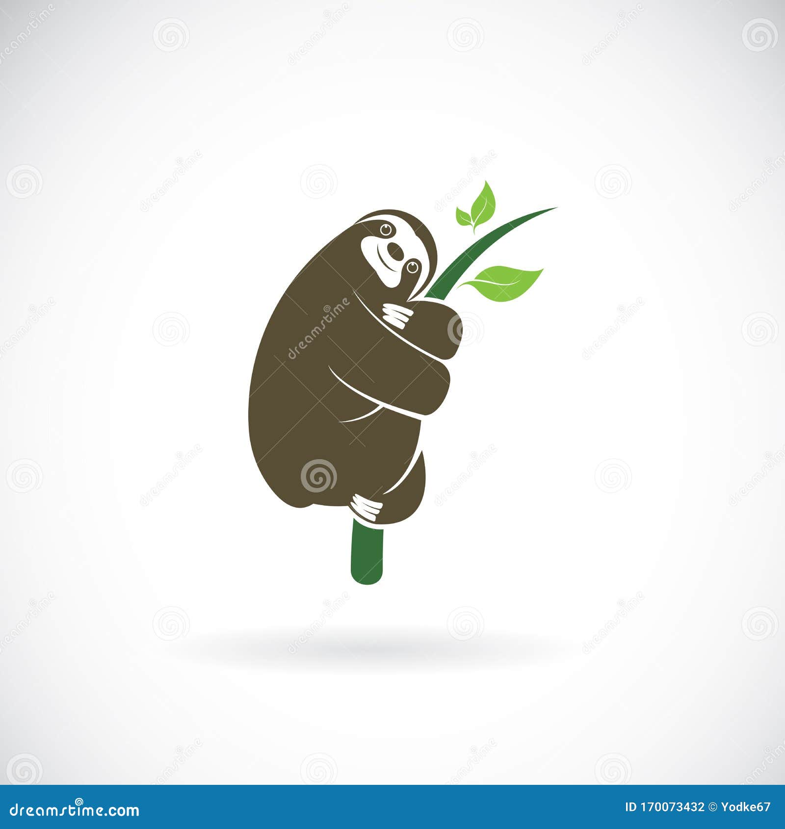 Download Vector Of Sloth Design Is Perched On A Branch On White ...