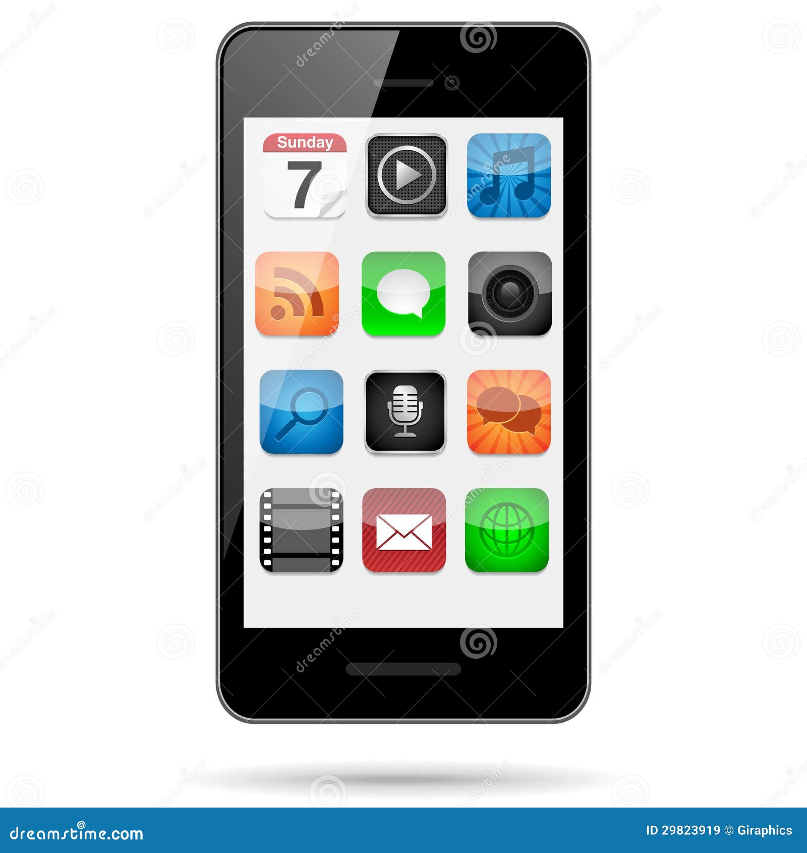 Smartphone with App Icons stock vector. Illustration of gray - 29823919