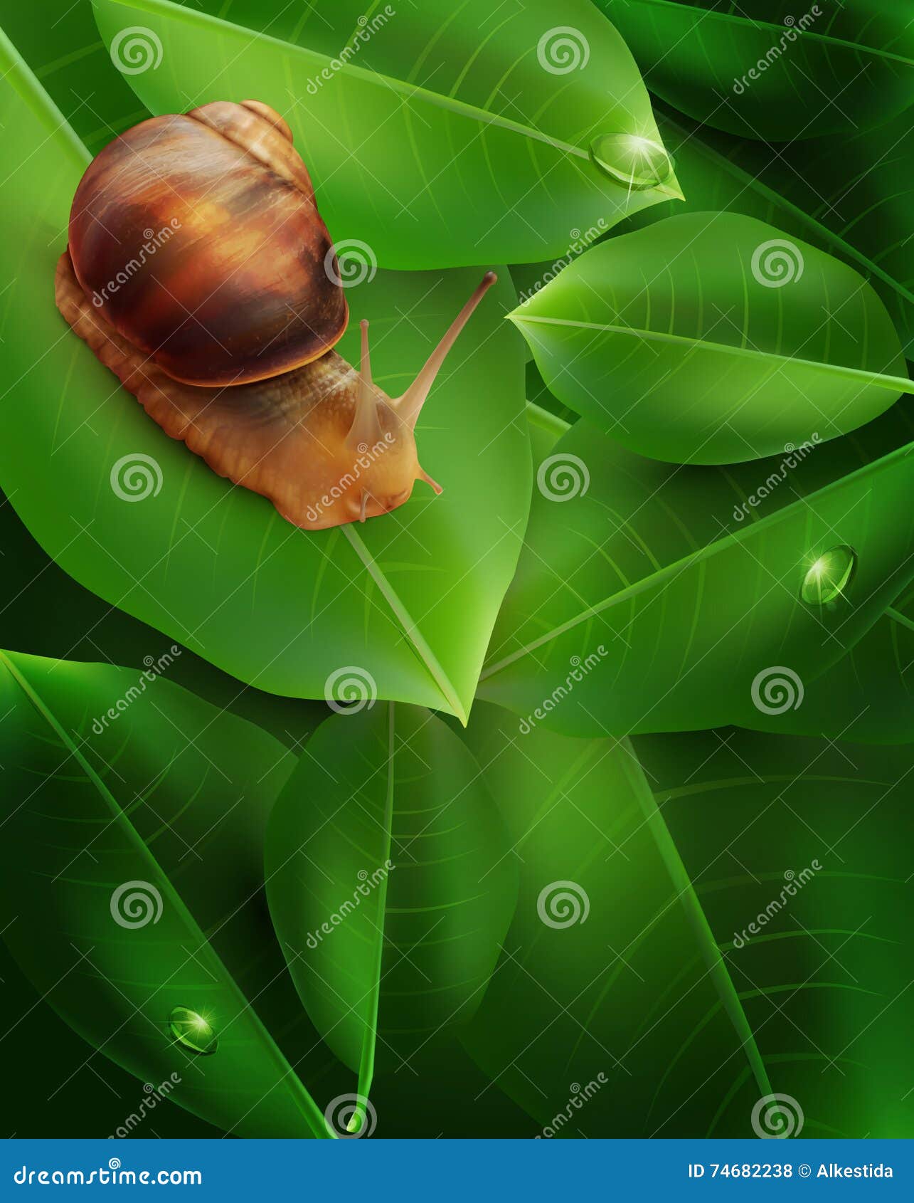 Snail On Green Leaf Vector Illustration 21012702