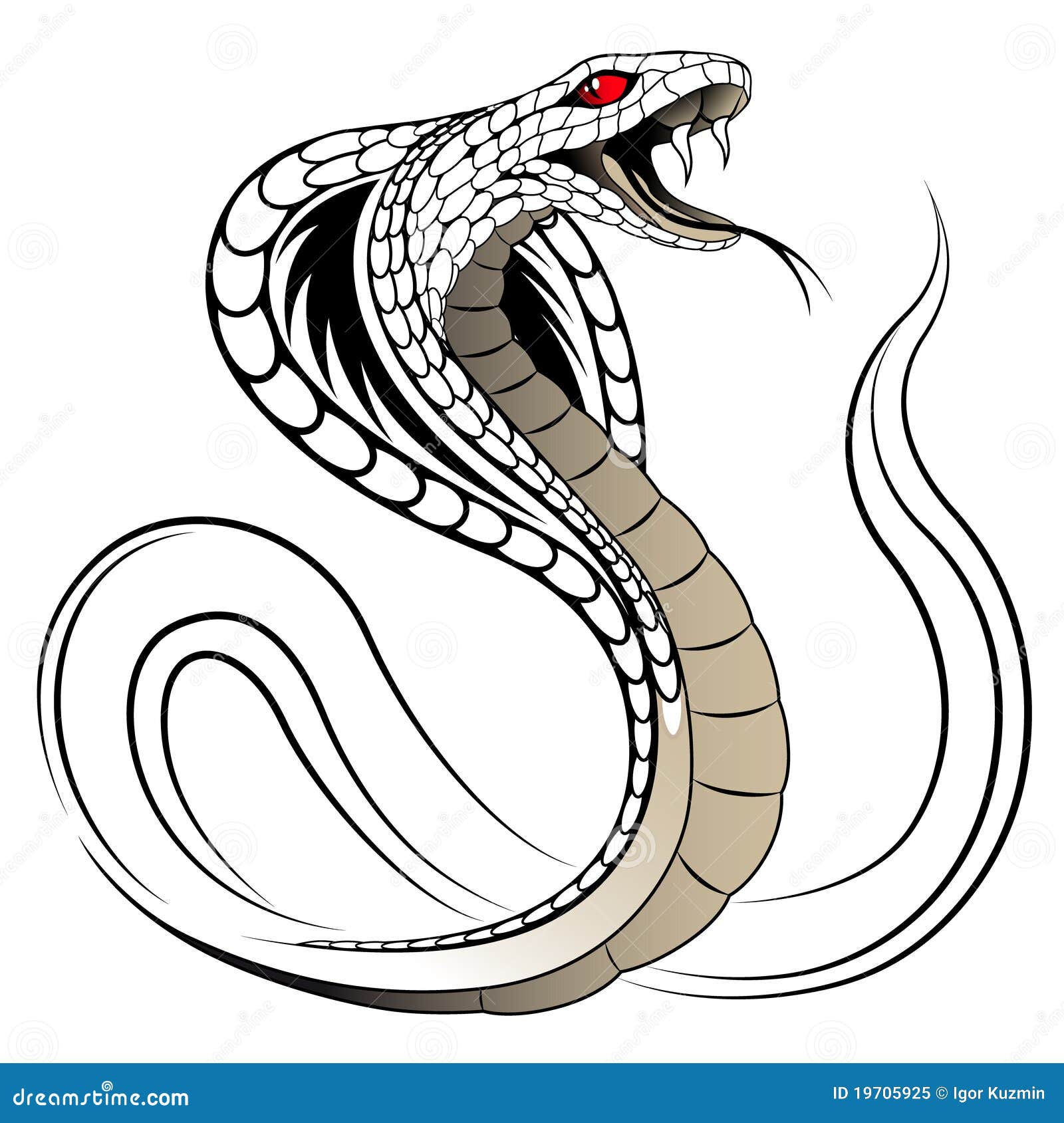 Hand drawn of cute cobra snake outline design Vector Image