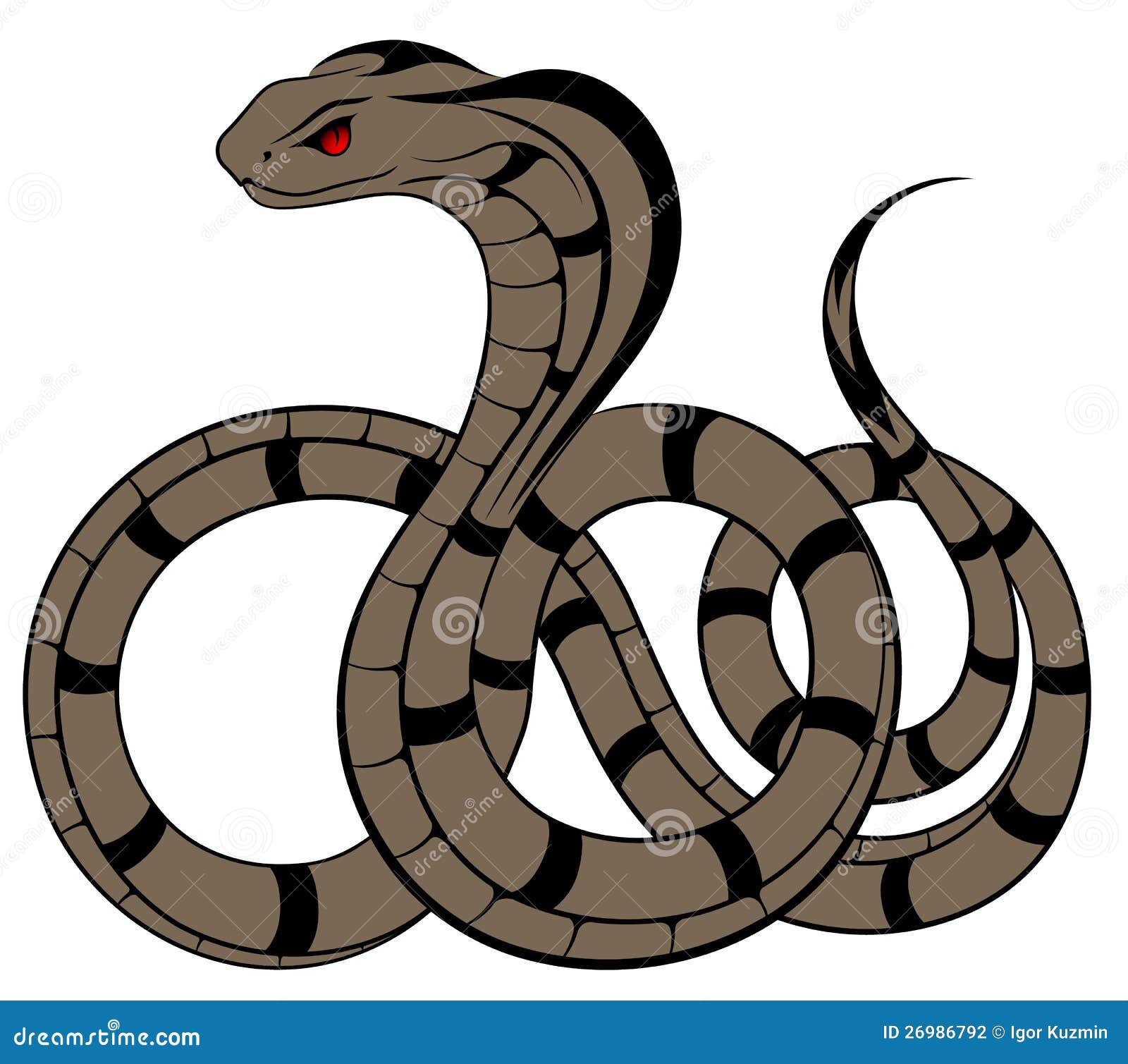 Vector illustration of stylized snake cobra on the dark blue abstract  background. Stock Vector