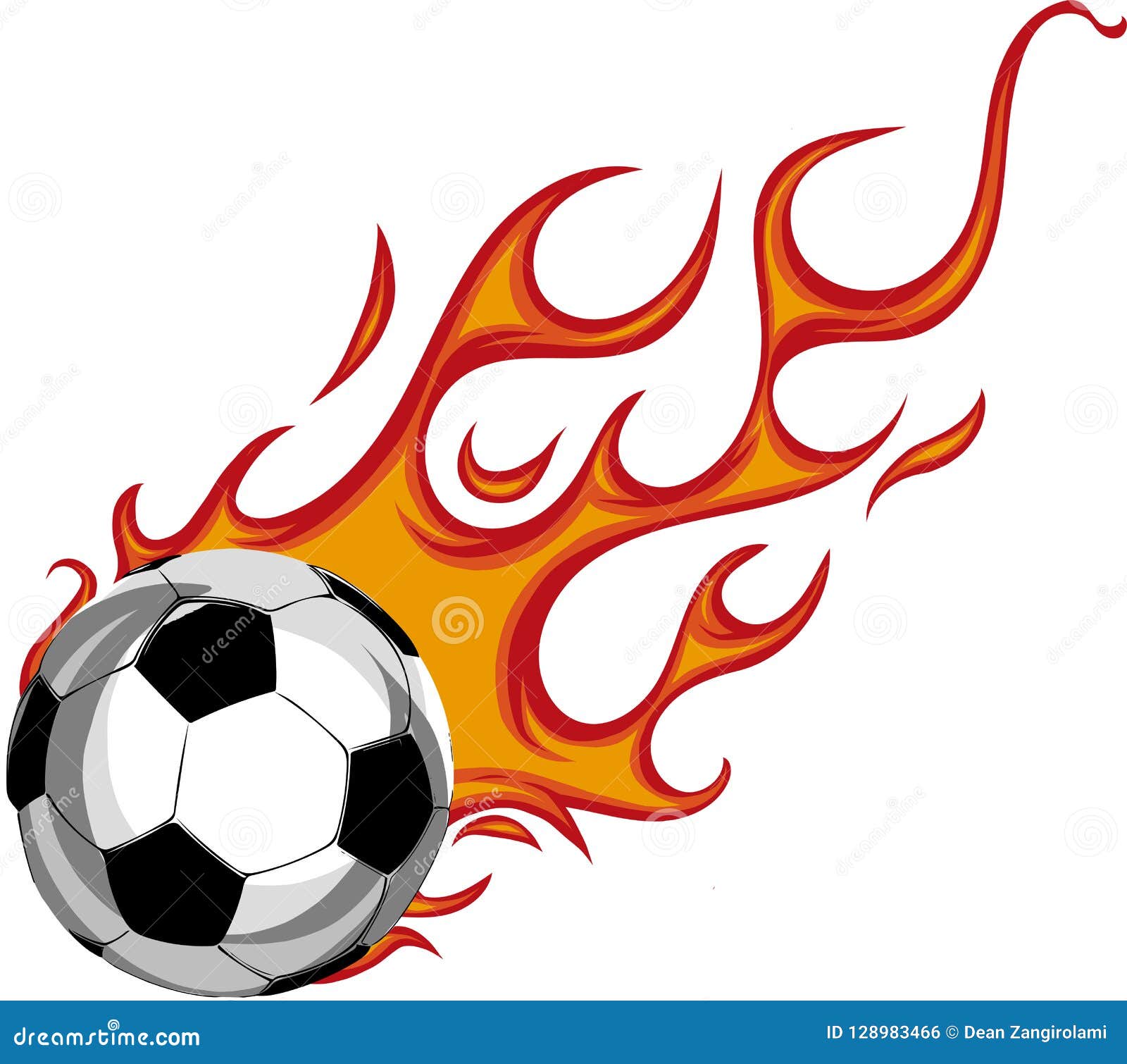 Soccer Ball on Fire. Illustration on White Background Stock Vector