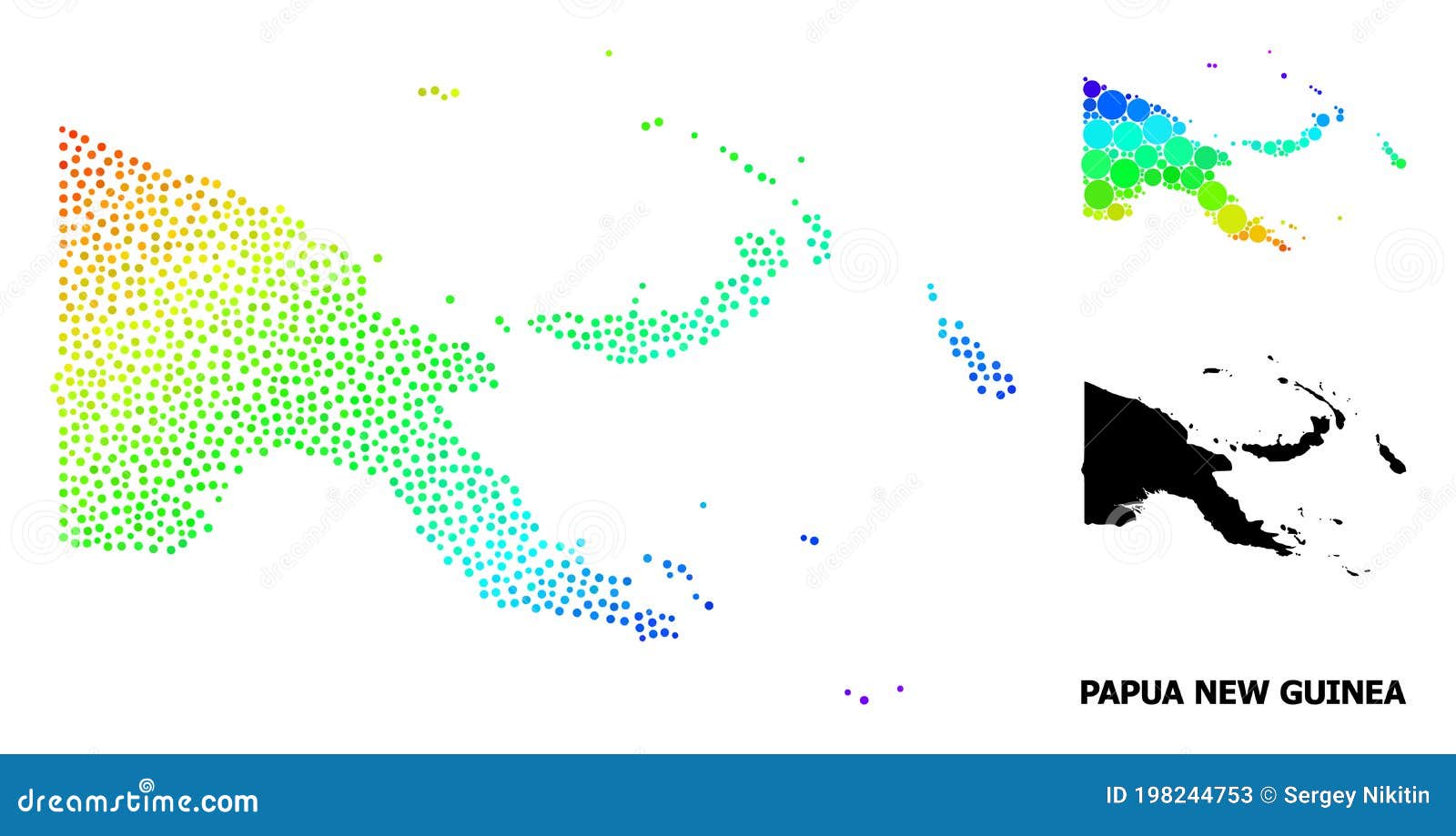  spectrum gradient pixelated map of papua new guinea