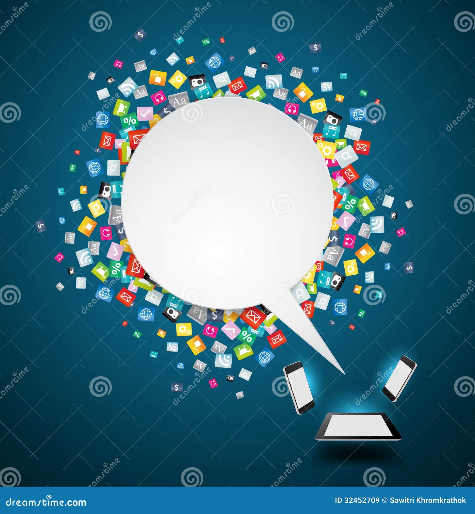 Vector Speech Bubble Background With Cloud Of Colo Stock Vector