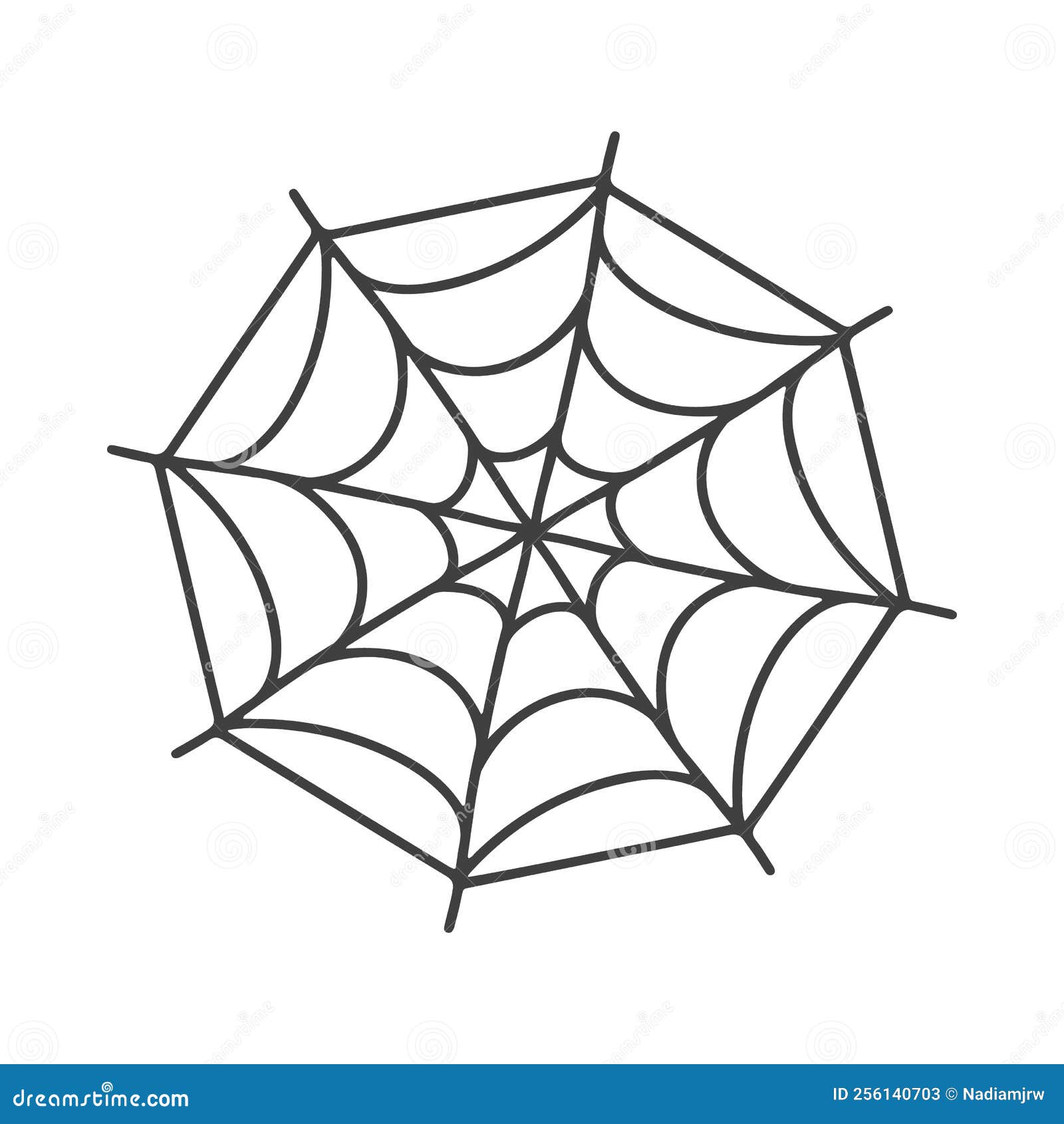  spider web icon drawn in one line on white for halloween.