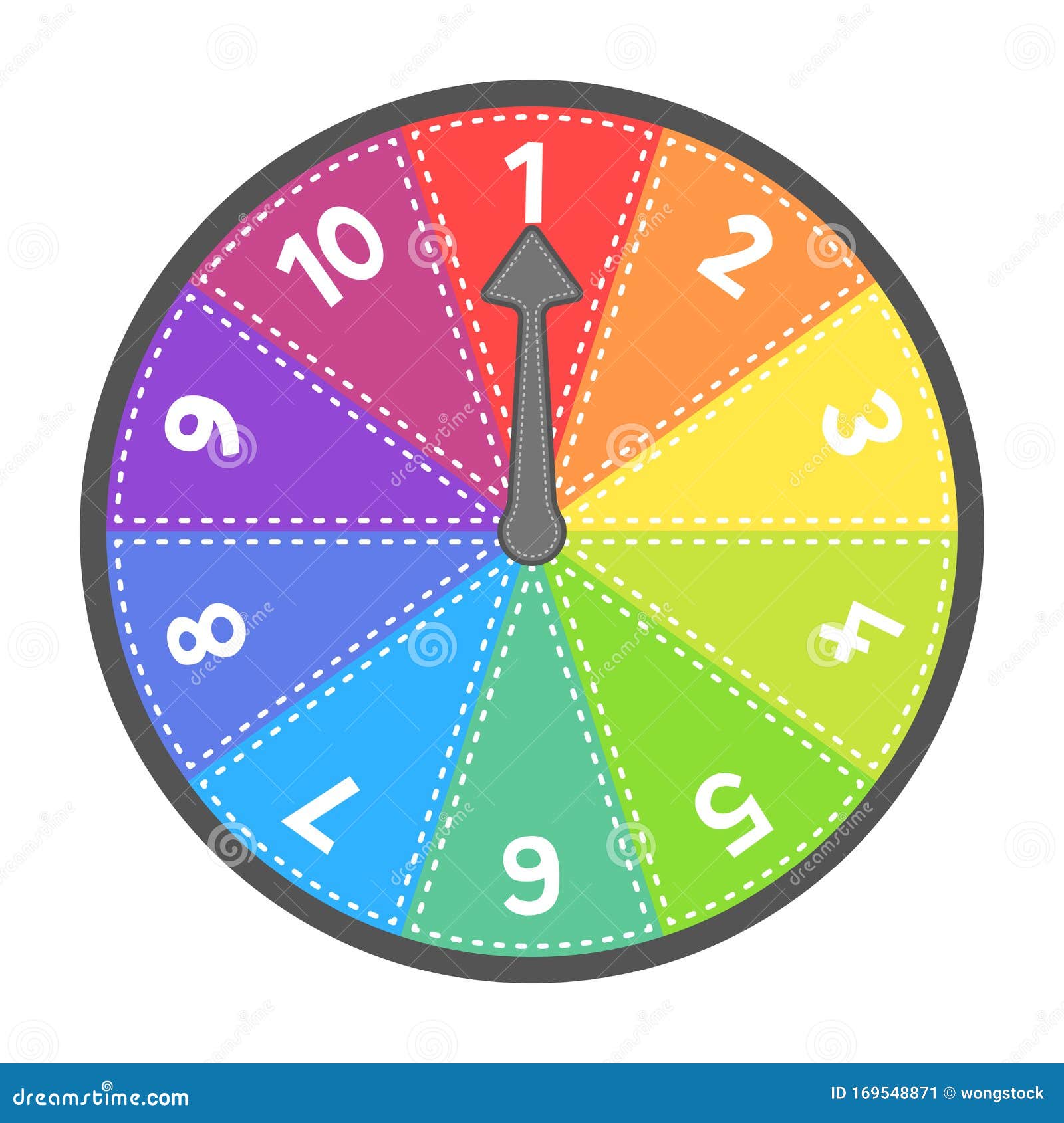 Vector Spin Wheel Game with Numbers 1-10 Stock Vector - Illustration of