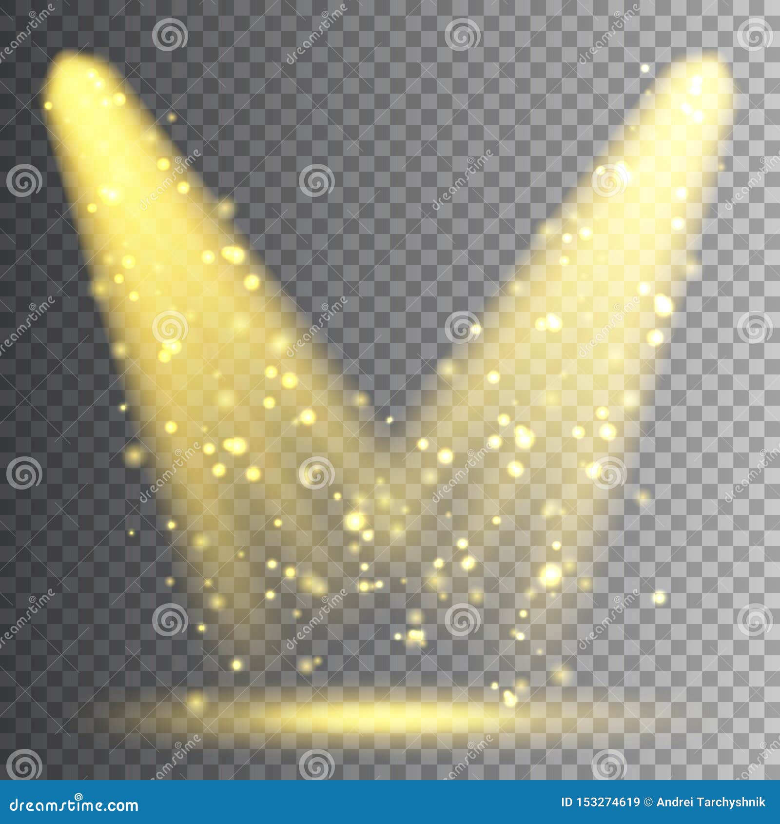 Vector Spotlight. Bright Christmas Glowing Light Beam with Sparkles