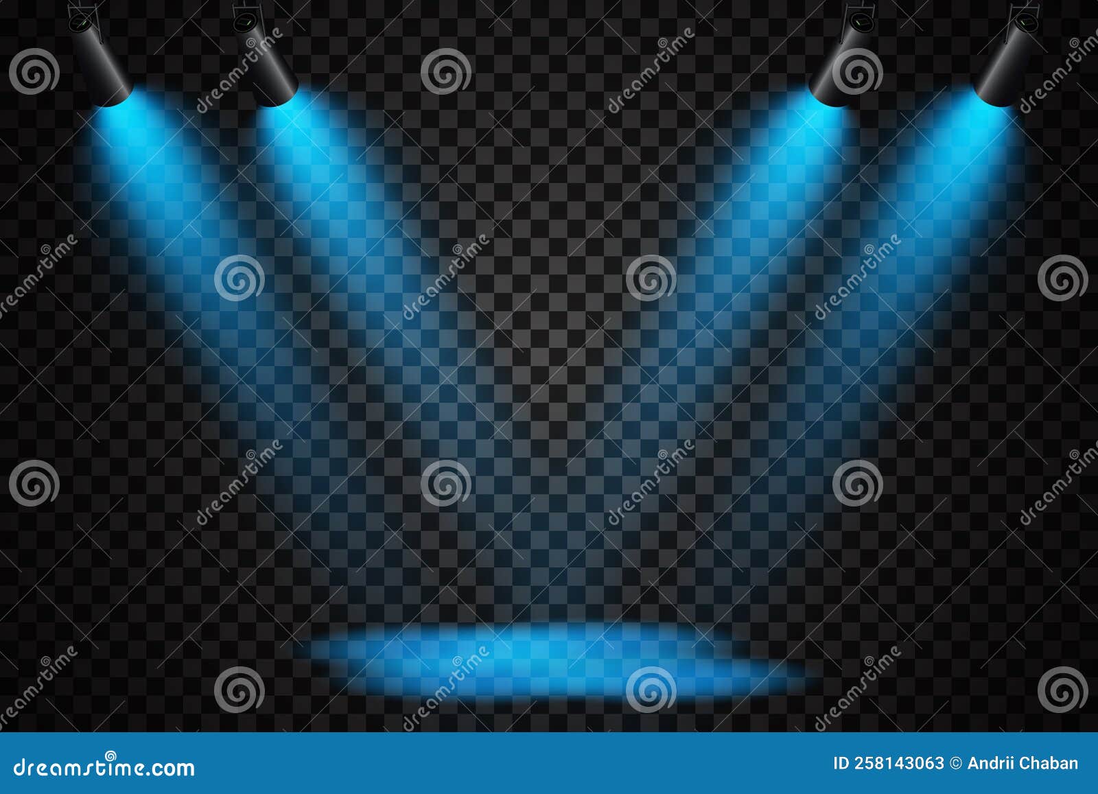 Vector Spotlights. Scene. Light Effects. Glow Light Effect. Vector Illustration. Stock Vector