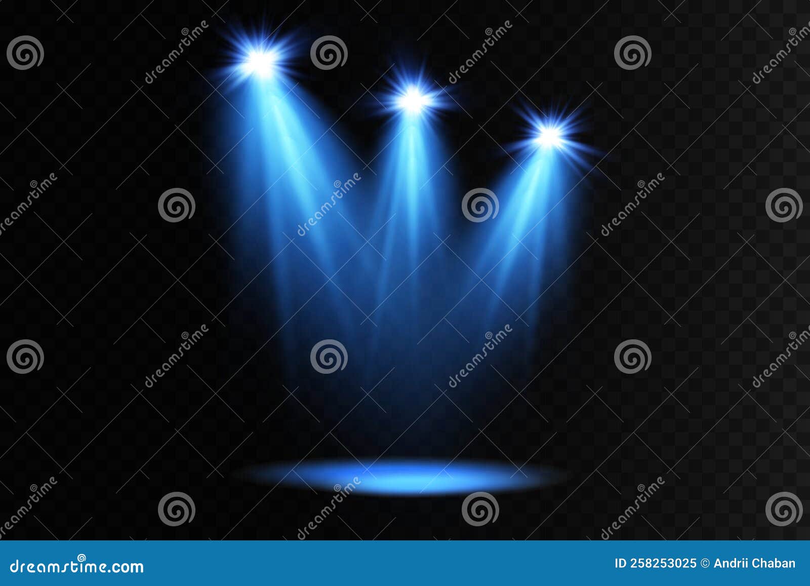 Vector Spotlights. Scene. Light Effects. Glow Light Effect. Vector Illustration. Stock Vector